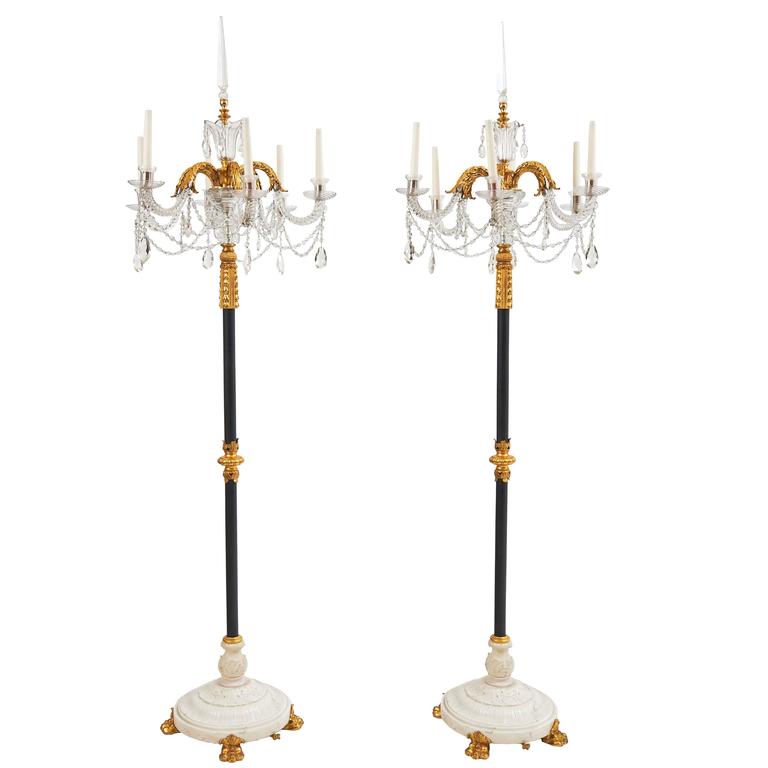 Pair Of Unusual Neoclassical Floor Standing Candelabra France Late 19th Century