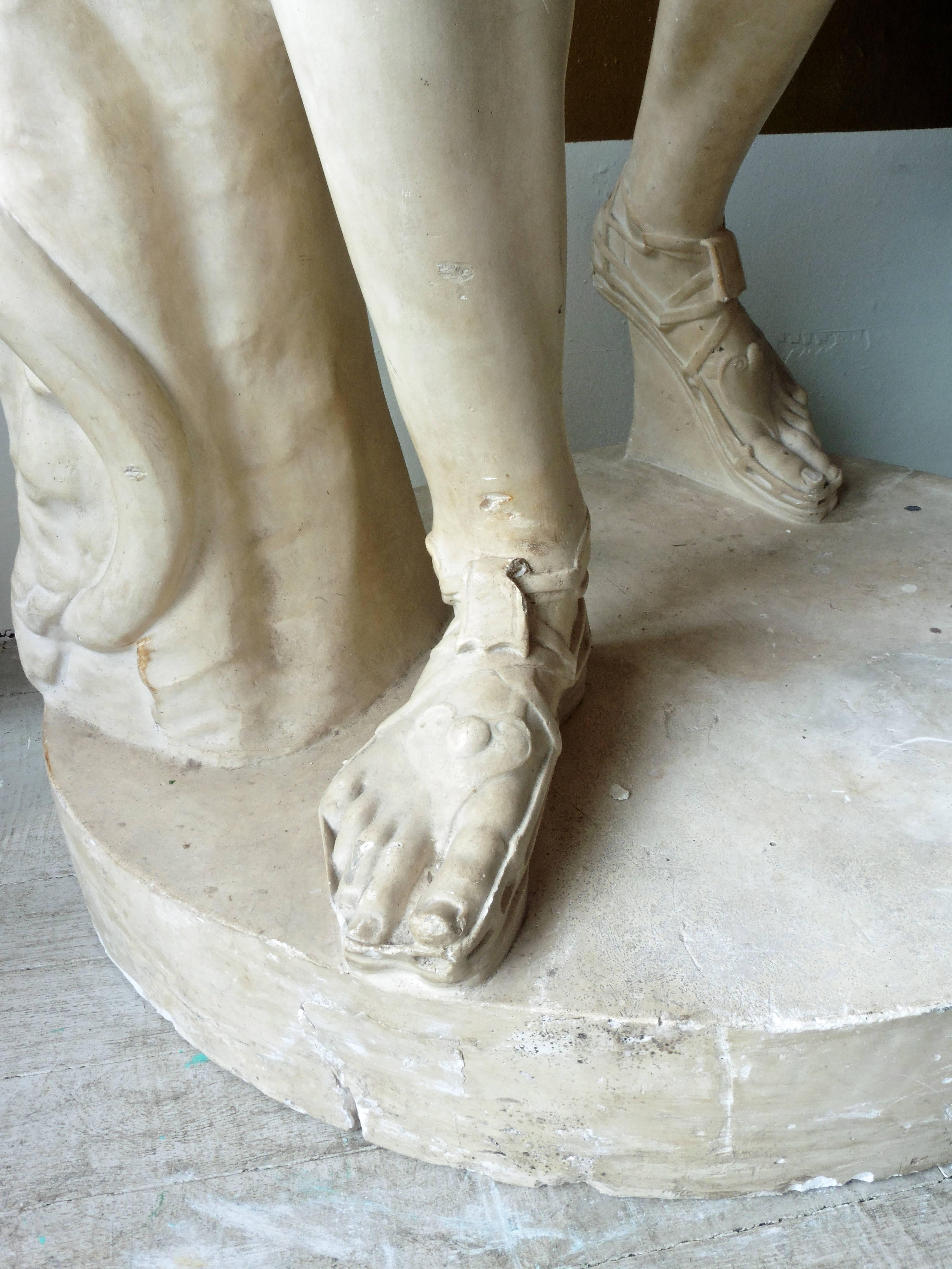 A sensational full size 19th Century French plaster cast of the Apollo Belvedere. The back marked with a medallion of the Louvre museum workshops. The original Apollo Belvedere is in the Vatican Museum.