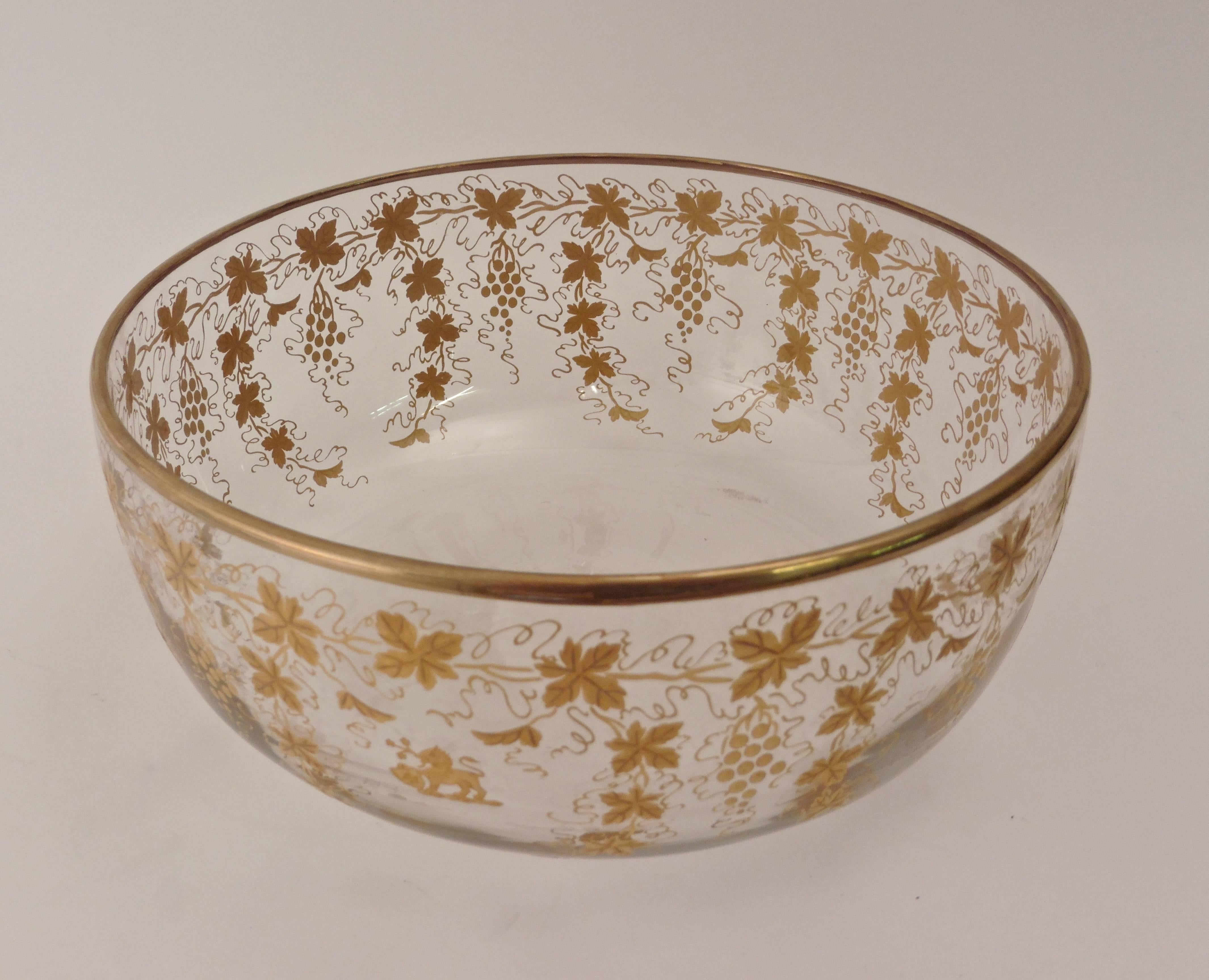 Pair of English Crystal Glass Bowls with Gilt Decoration c.1910 2