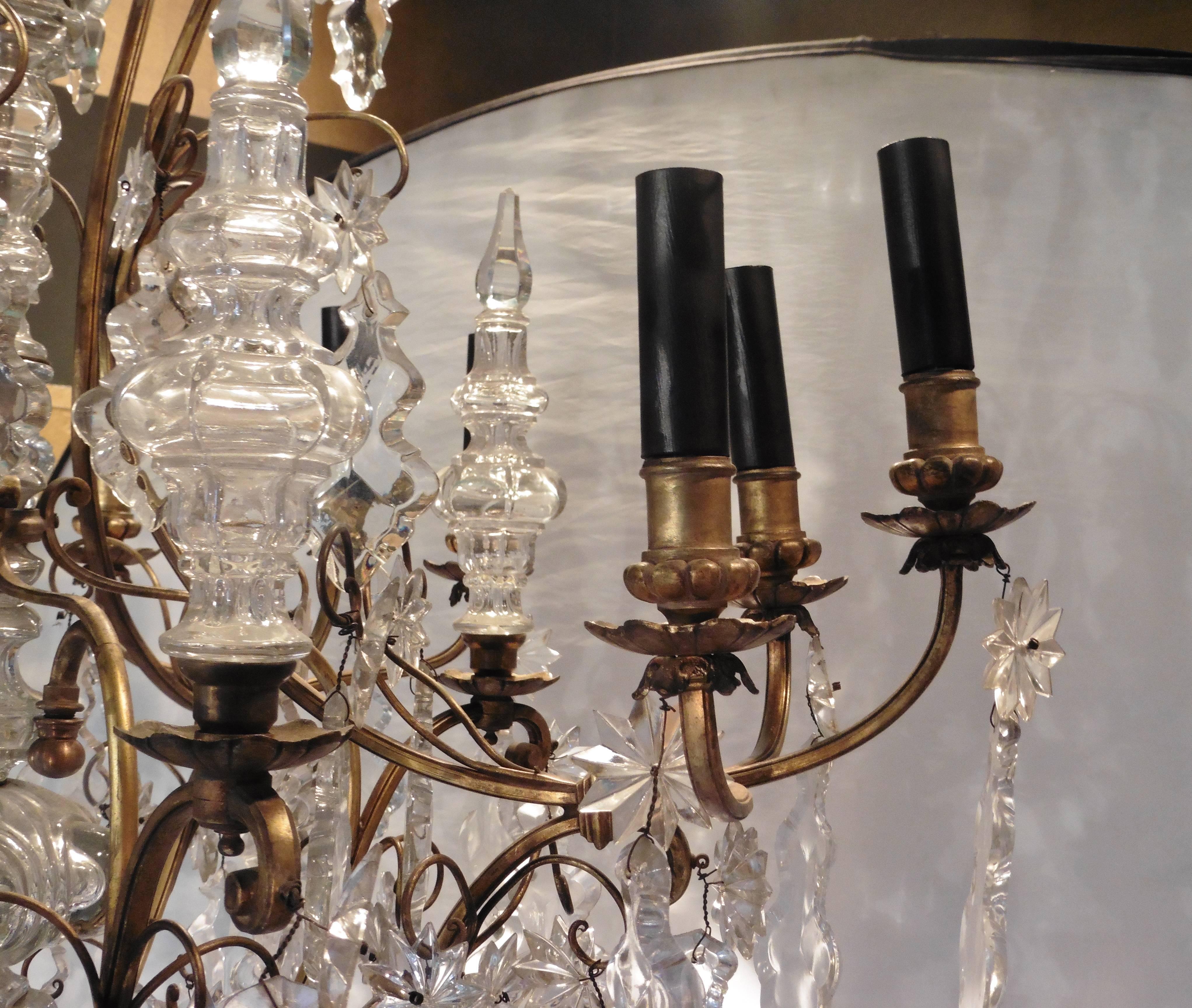 French Louis Philippe Twelve-Arm Gilt Bronze and Crystal Chandelier, circa 1850 2