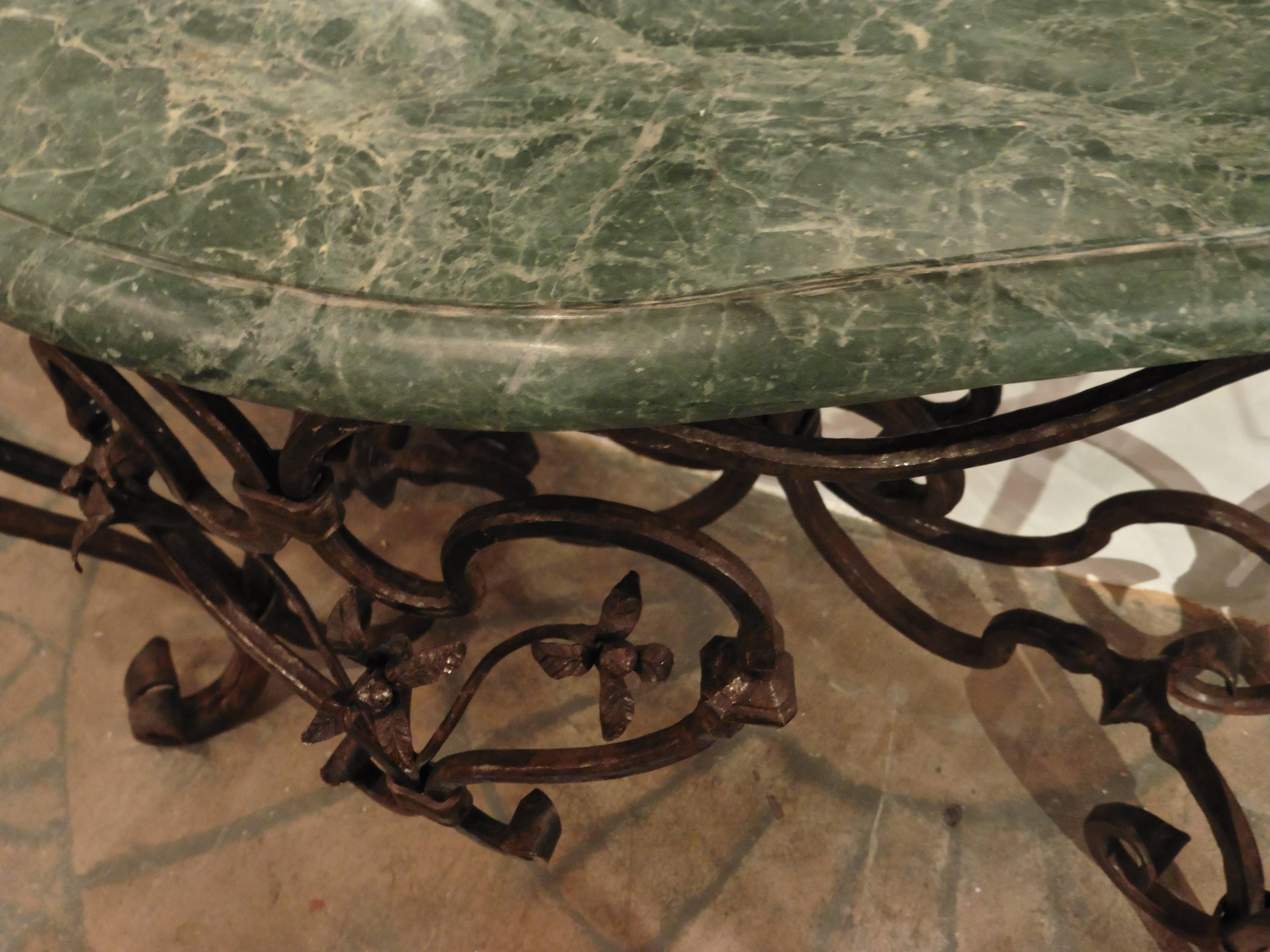 Pair of Italian Rococo Style Wrought Iron Console Tables, circa 1900 5