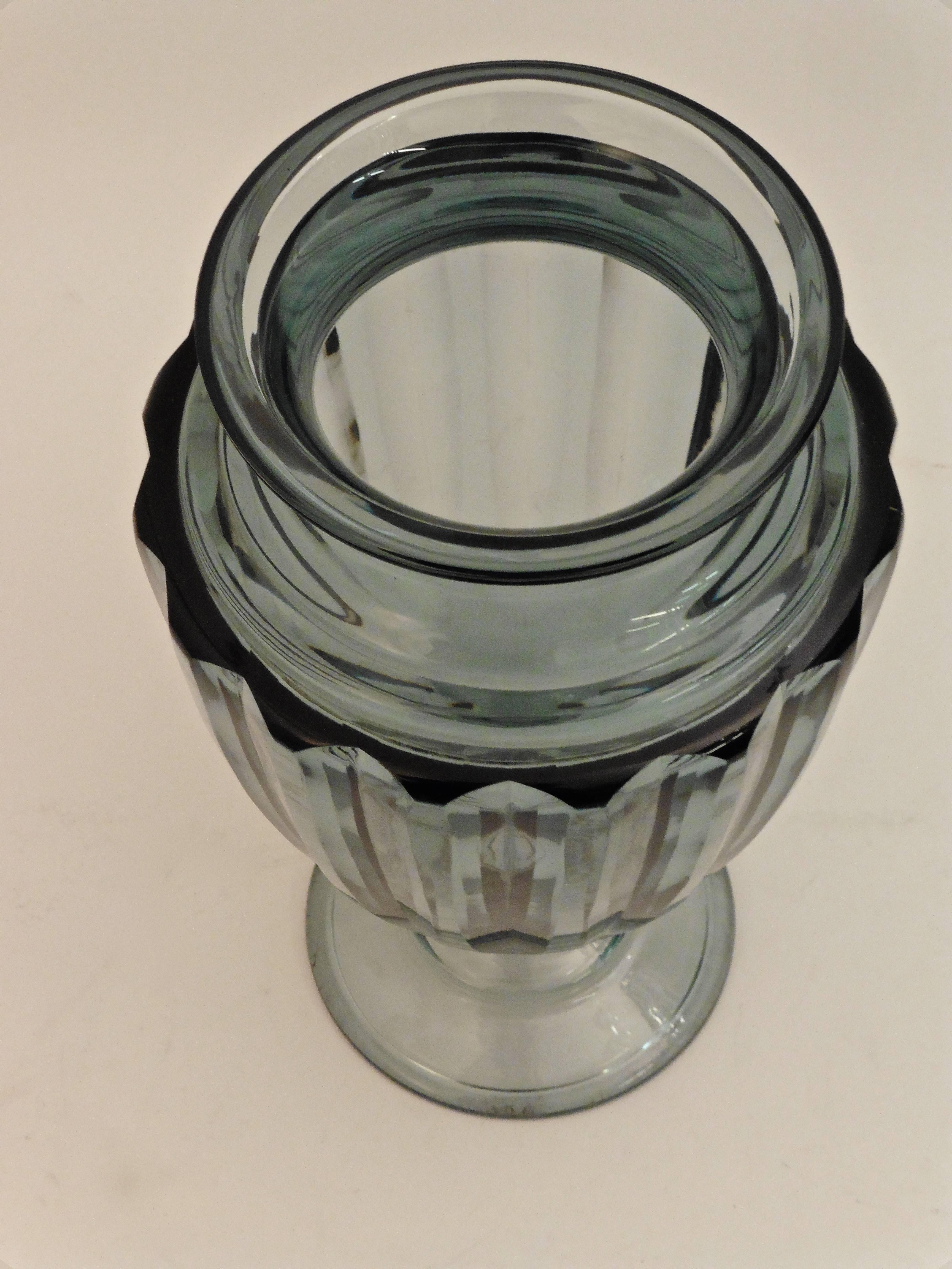 Mid-20th Century Pair of French Grey Tinted Glass Baluster Vases, circa 1950 For Sale