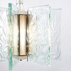 French Art Deco Glass Eight-Leaf Chandelier, circa 1930