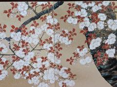 Japanese Paper Screen, Cherry Tree in Blossom on a Gold Ground, circa 1900