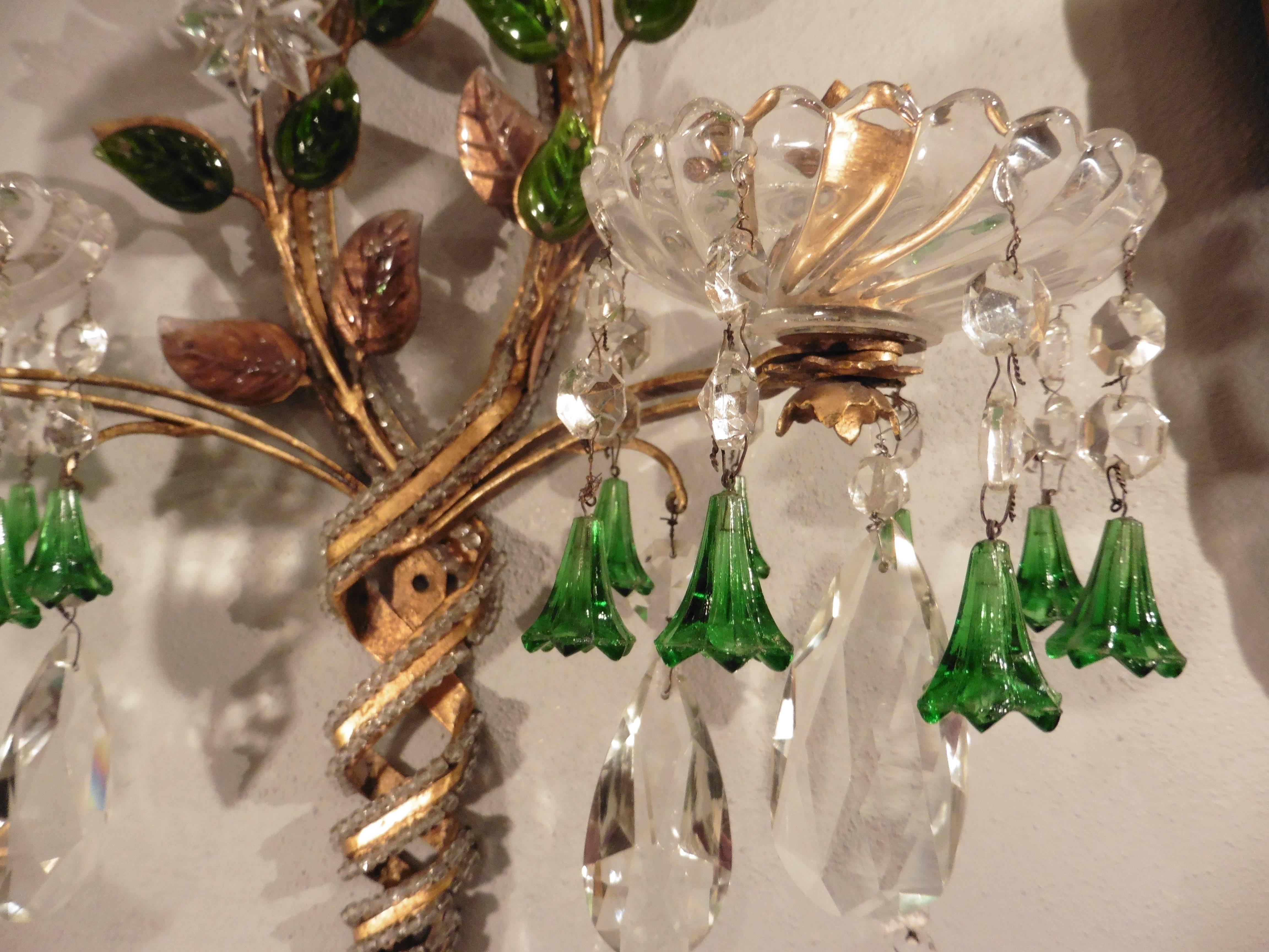 Pair of Banci Firenze Wall Sconces with Colored Glass Drops, circa 1950 In Good Condition In London, GB