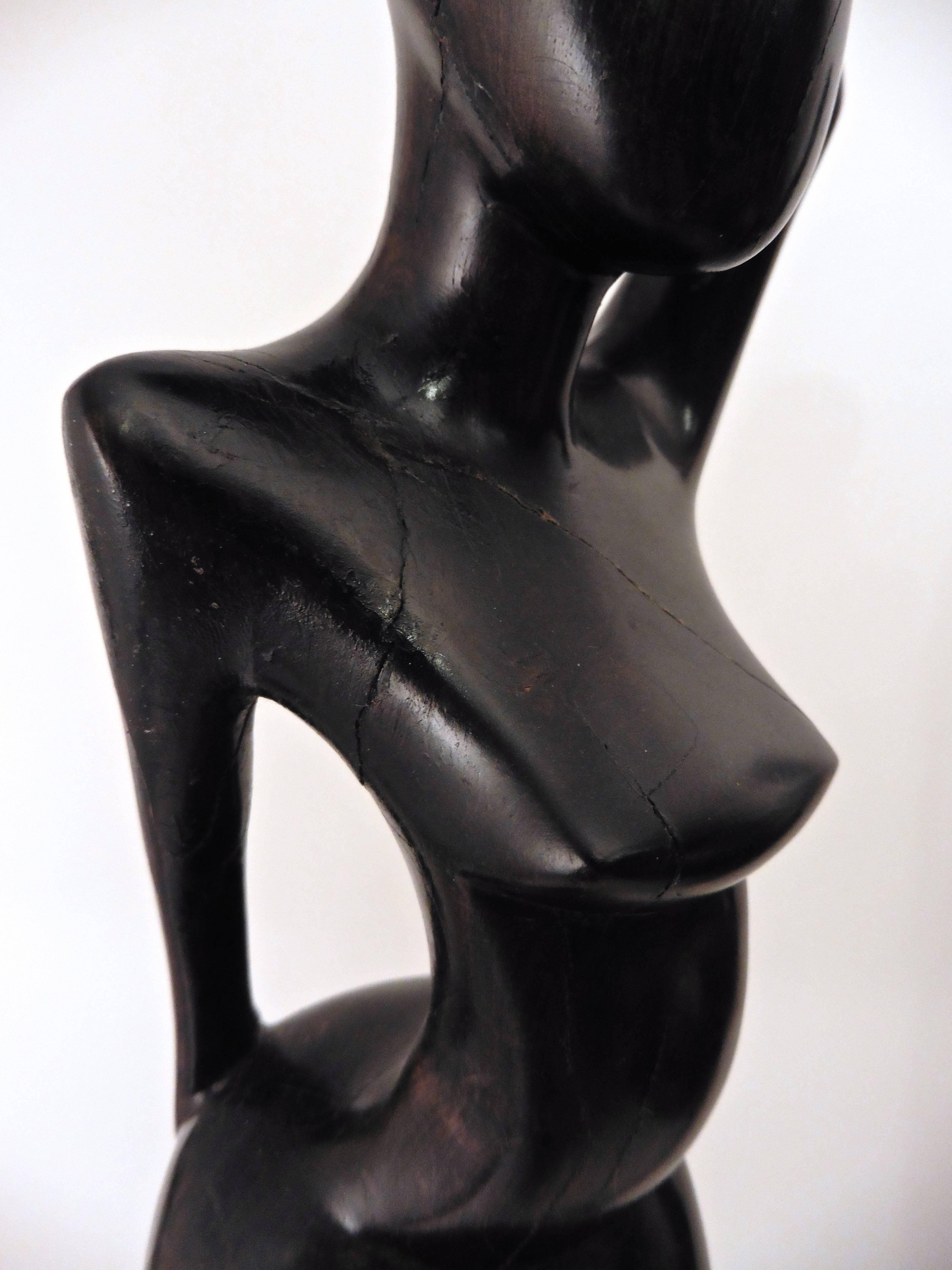 Pair East African Hardwood Modernist Sculptures, circa 1960 3