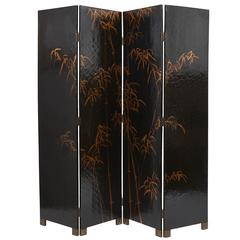 Chinese Four-Fold Gilt Lacquer Screen, circa 1900