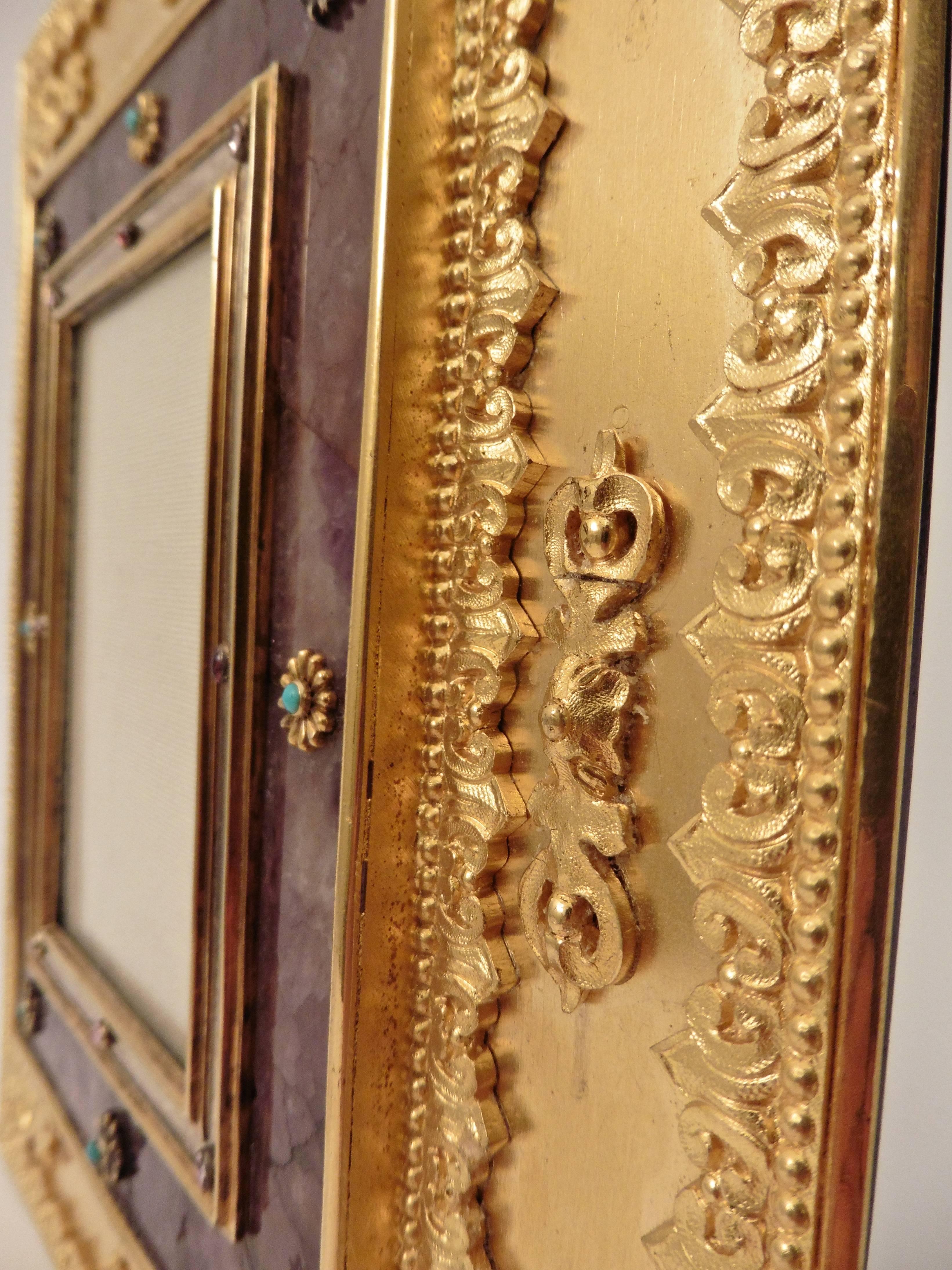 French Ormolu, Blue John and Turquoise Photo Frame, circa 1890 In Good Condition In London, GB