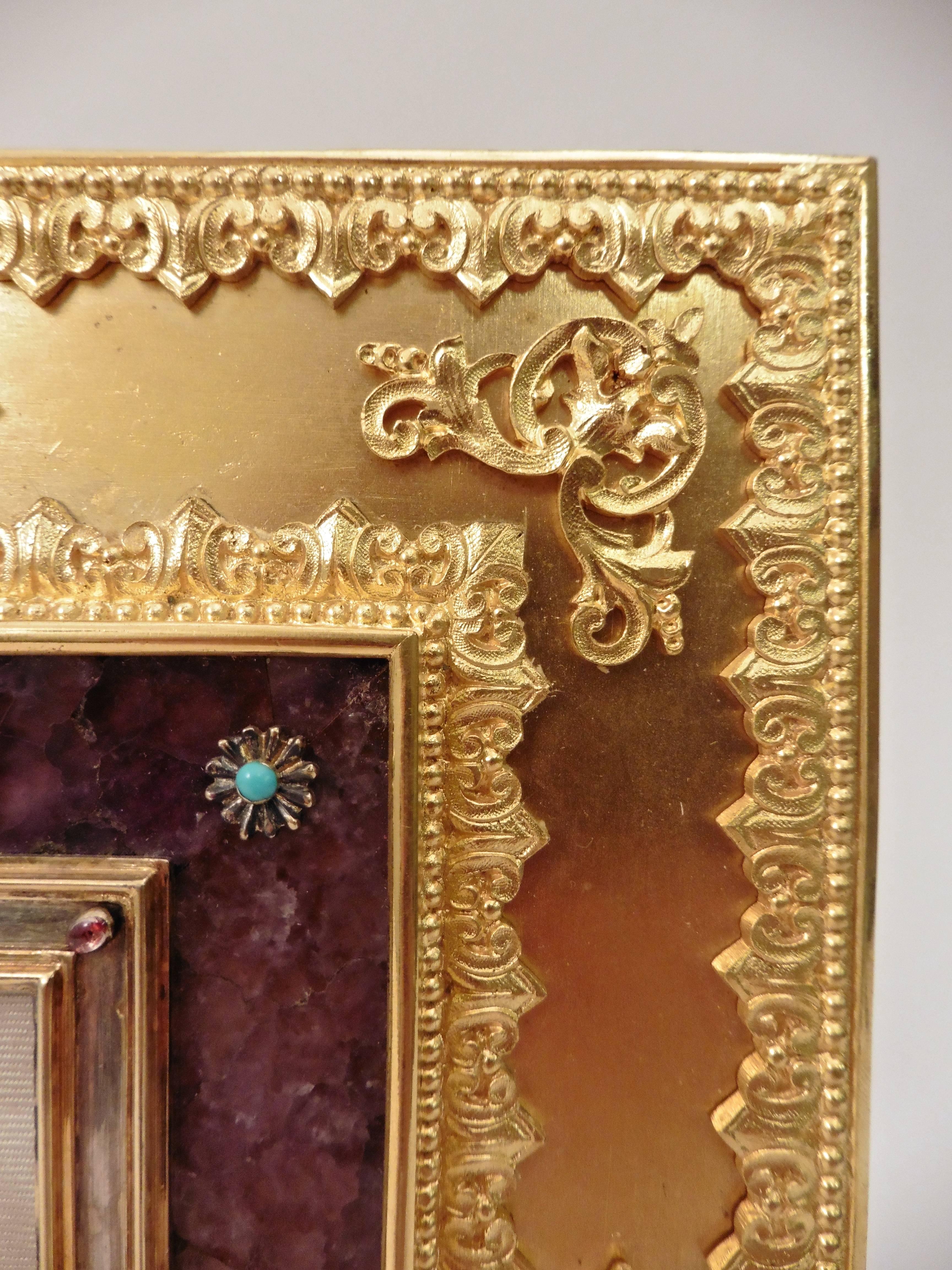 Late 19th Century French Ormolu, Blue John and Turquoise Photo Frame, circa 1890