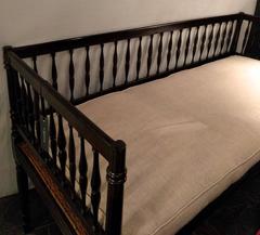 Ebony Regency Style Anglo-Ceylanese Settee, 19th Century