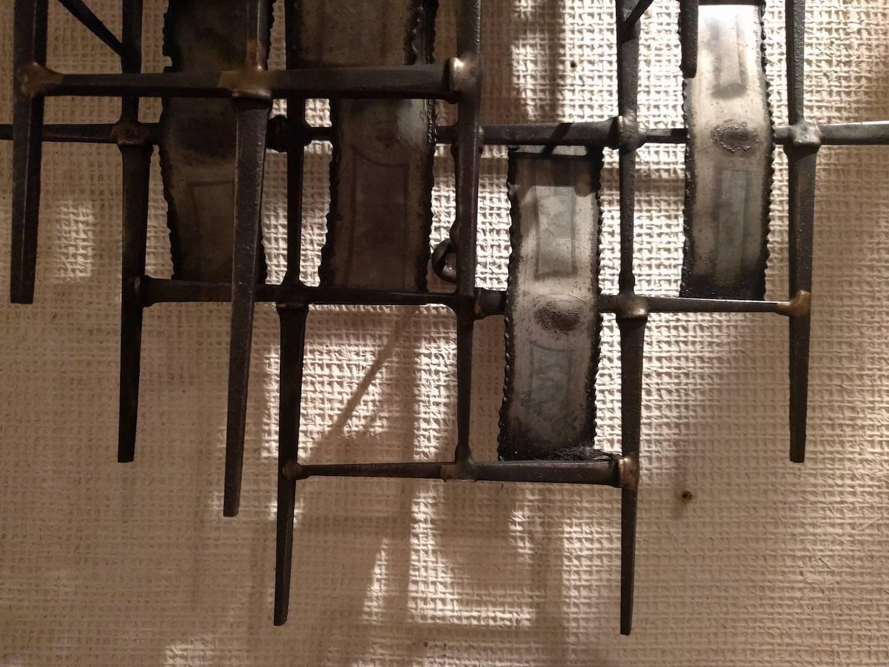 20th Century American Iron Wall Sculpture in the Style of Harry Bertoia, circa 1950 For Sale