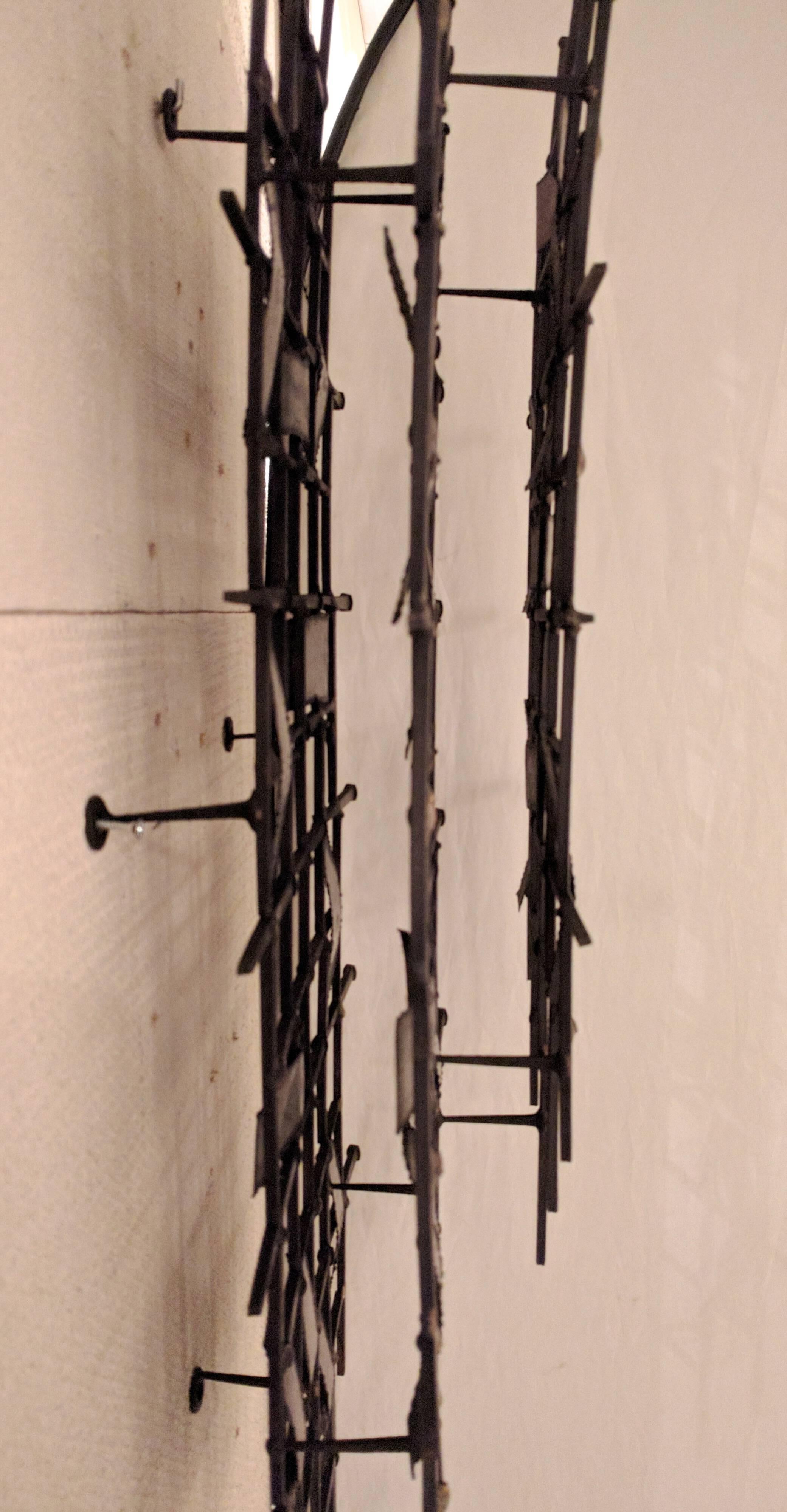 American Iron Wall Sculpture in the Style of Harry Bertoia, circa 1950 For Sale 4