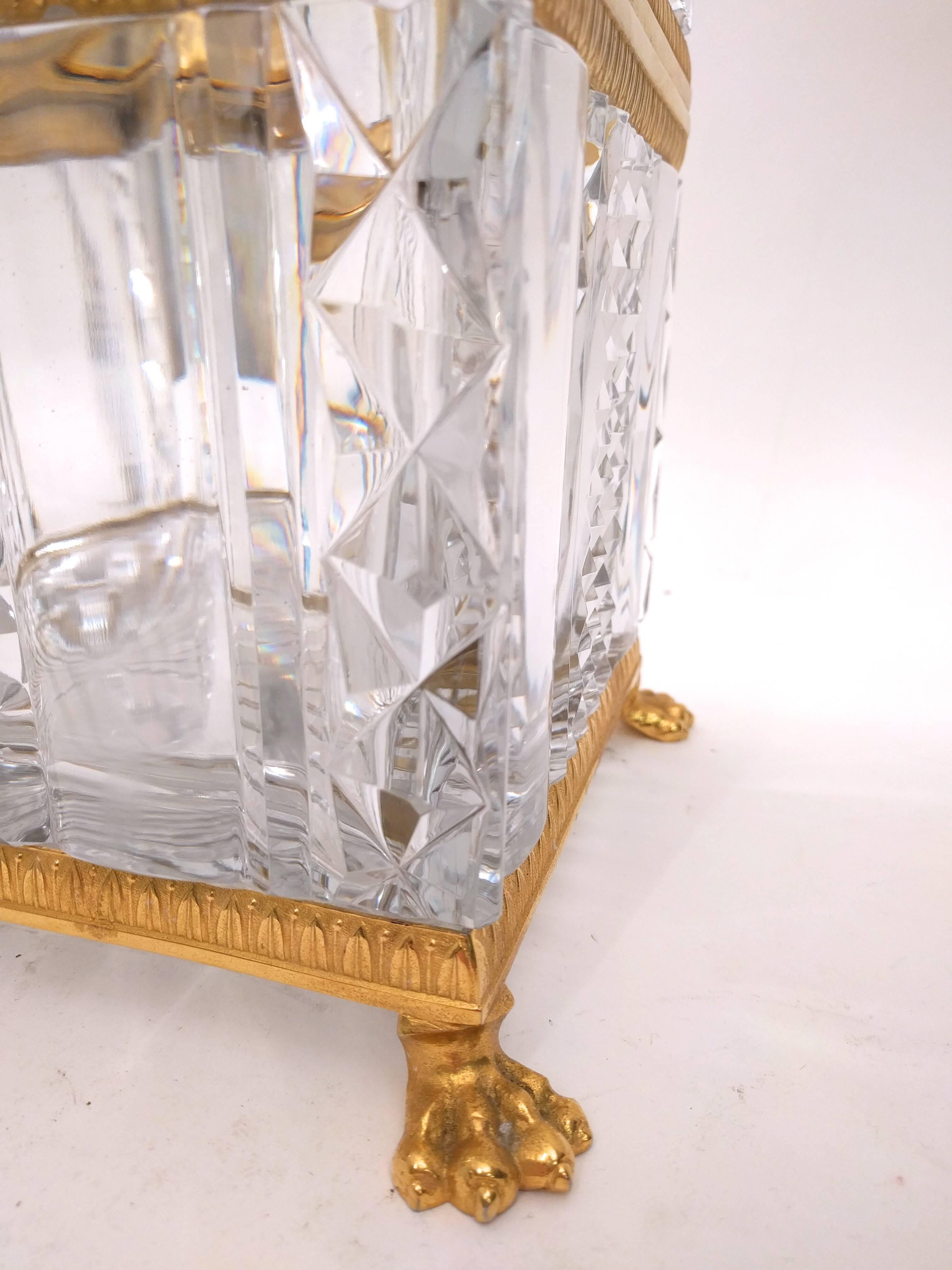 Monumental Cut Crystal and Gilt Bronze Coffer, Early 20th Century 4