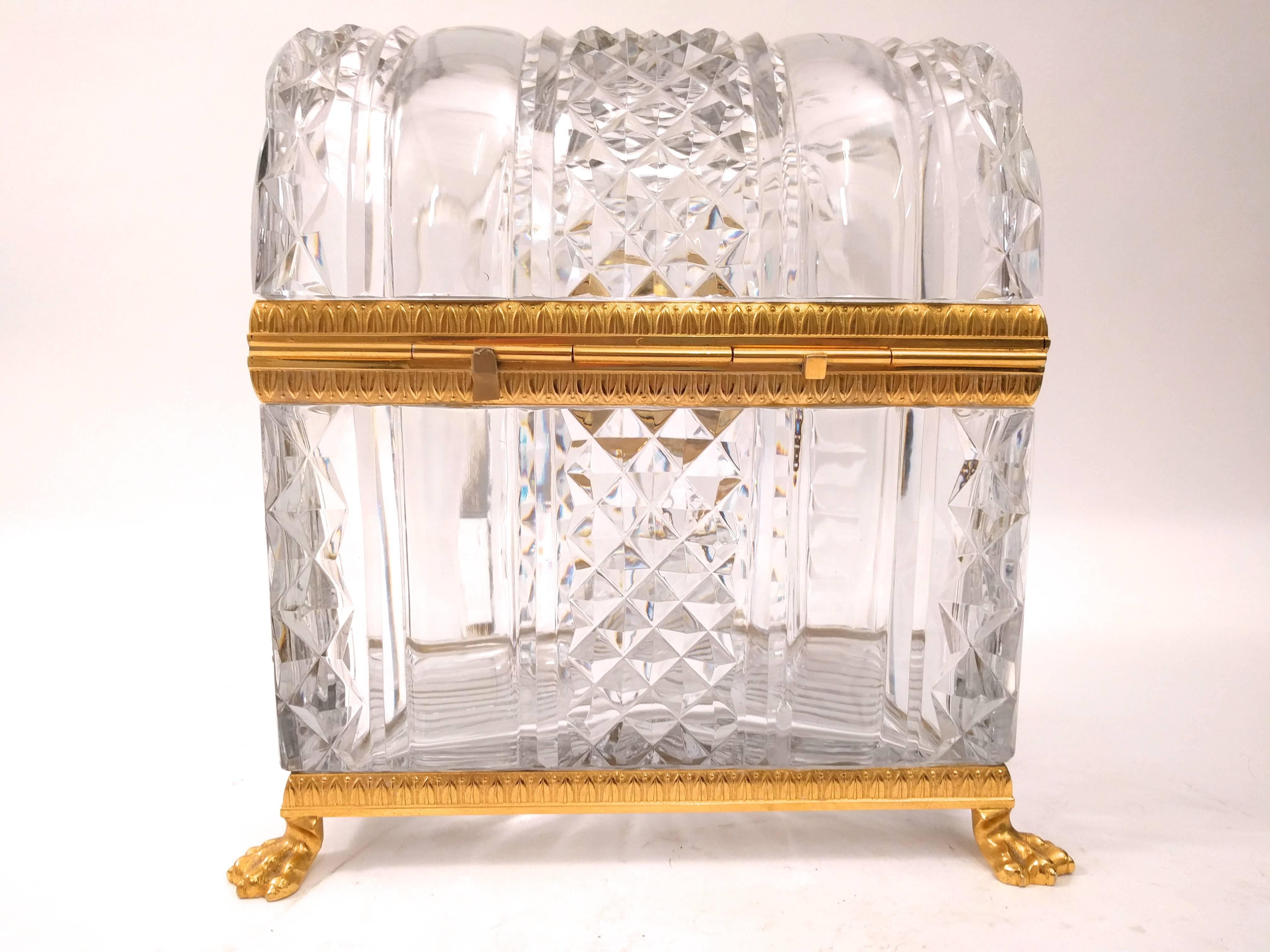 Monumental Cut Crystal and Gilt Bronze Coffer, Early 20th Century 3