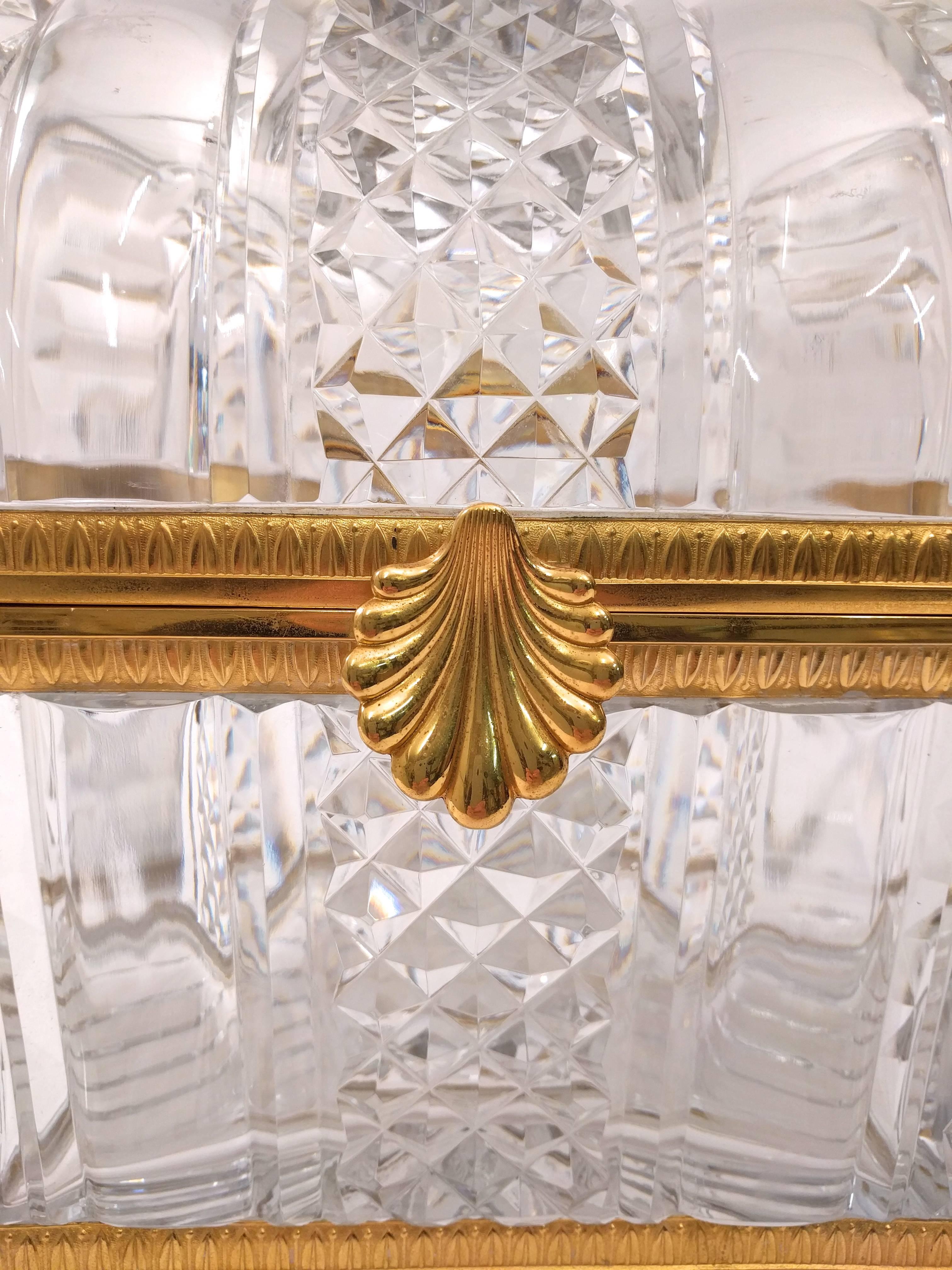 Monumental Cut Crystal and Gilt Bronze Coffer, Early 20th Century 1