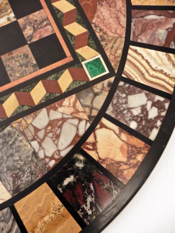 Italian Specimen MarbleTop Games Table on Cast Iron Base, circa 1840