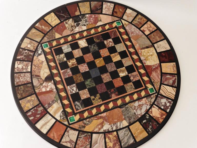 Italian Specimen MarbleTop Games Table on Cast Iron Base, circa 1840 For Sale at 1stDibs