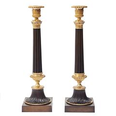 Pair of French Bronze and Ormolu Candlesticks, circa 1850