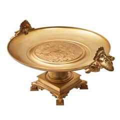 Grand tazza néoclassique en bronze doré de Picault, vers 1880
