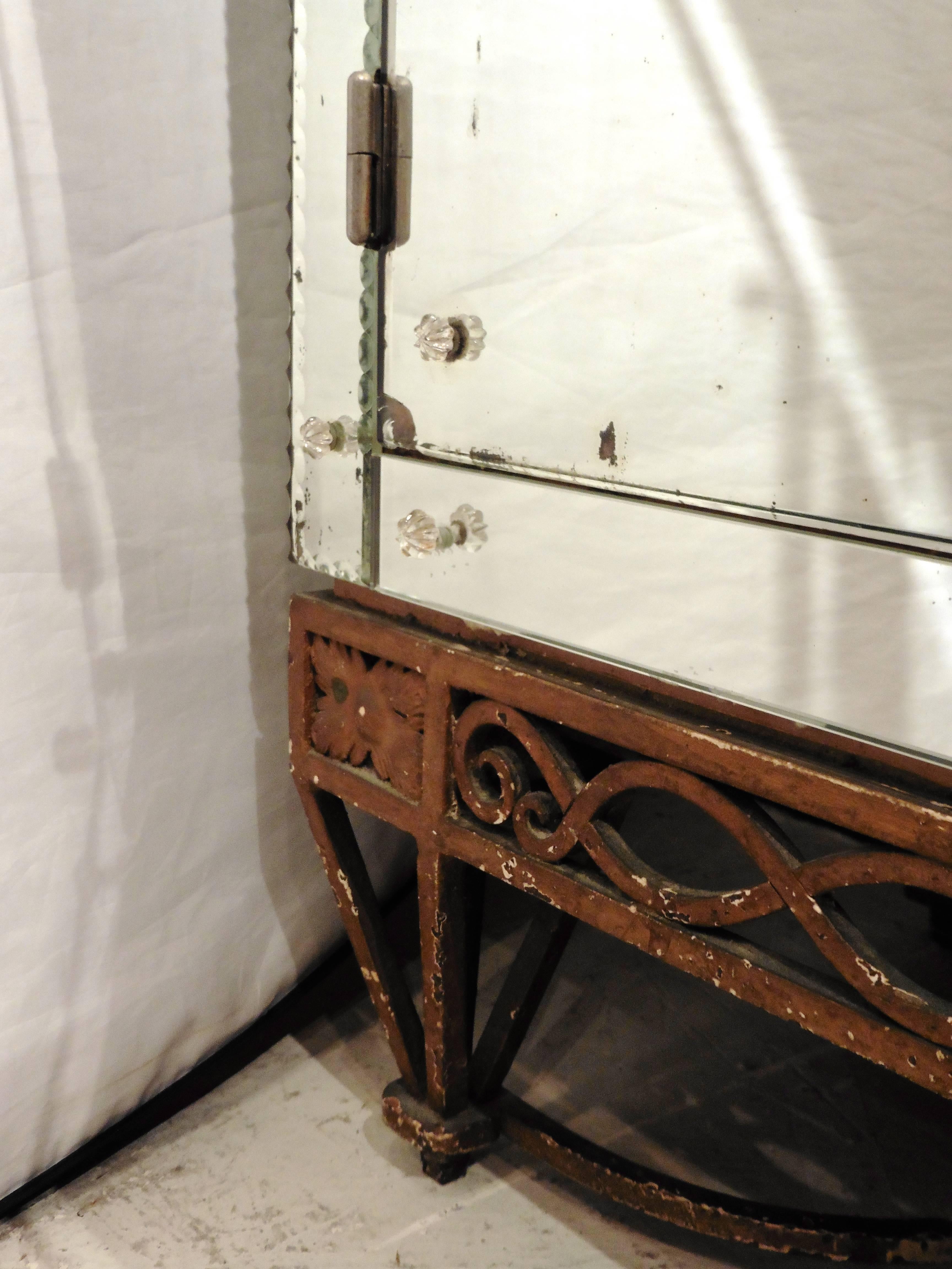 French Three-Door Mirrored Sideboard, circa 1940 1