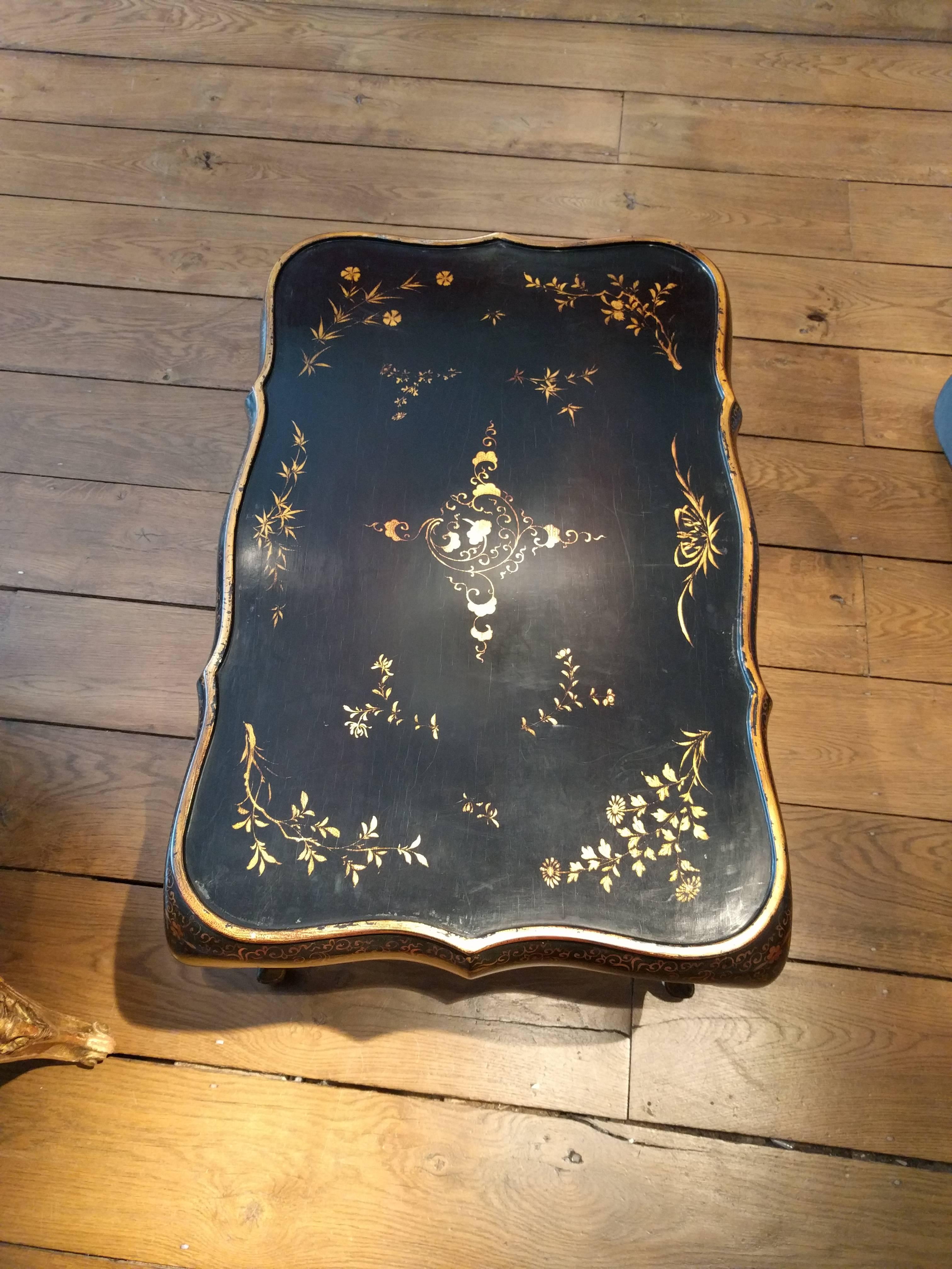 Maison Jansen Chinoiserie Lacquer Tray Table, France, circa 1950 1