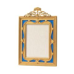 French Ormolu and Blue Enamel Floral Frame, circa 1890 1