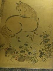 Pair of Japanese, Early 20th Century Six-Fold Gold Paper Screens