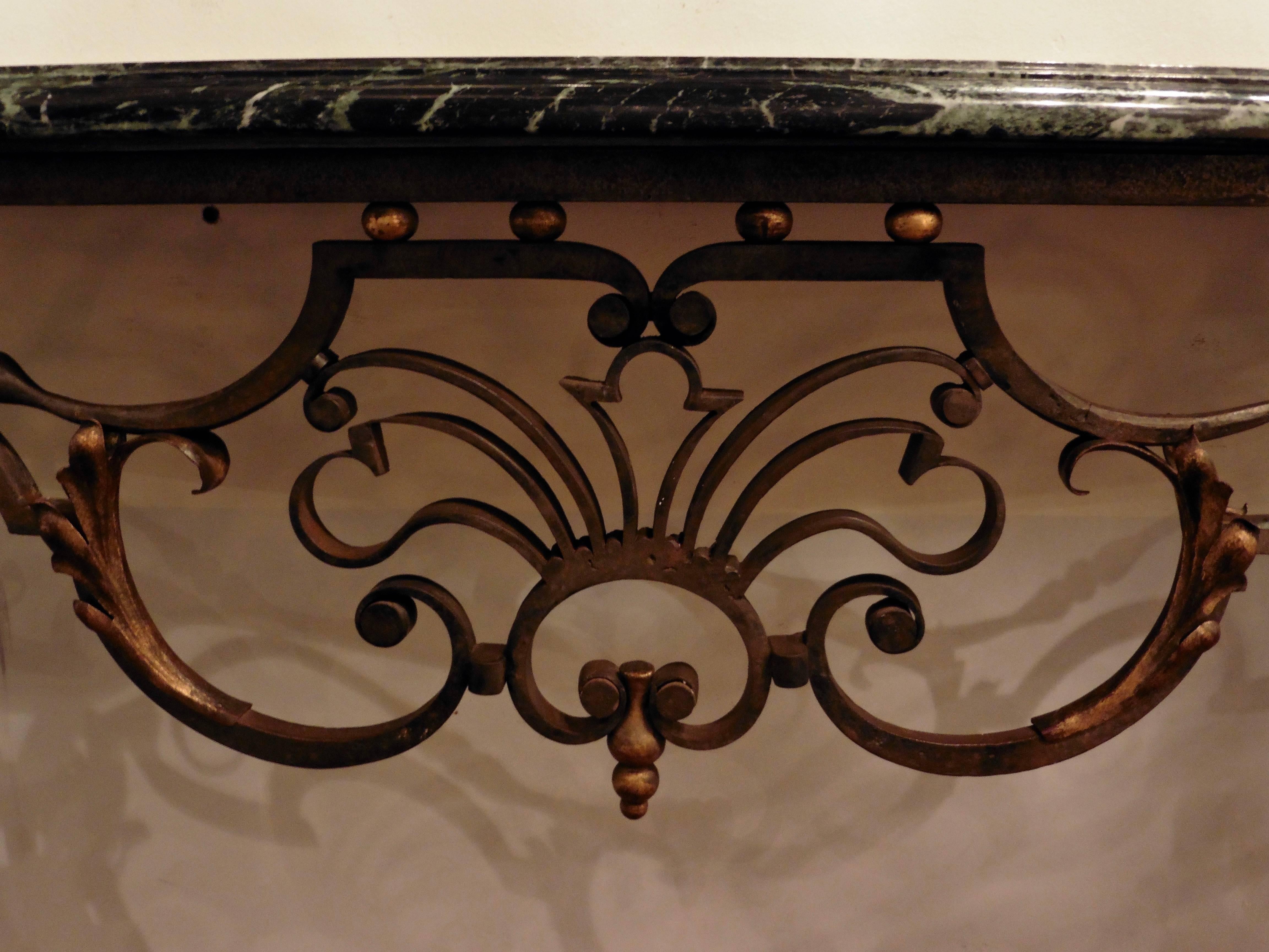 French Wrought Iron and Marble Console Table, circa 1890 In Good Condition In London, GB