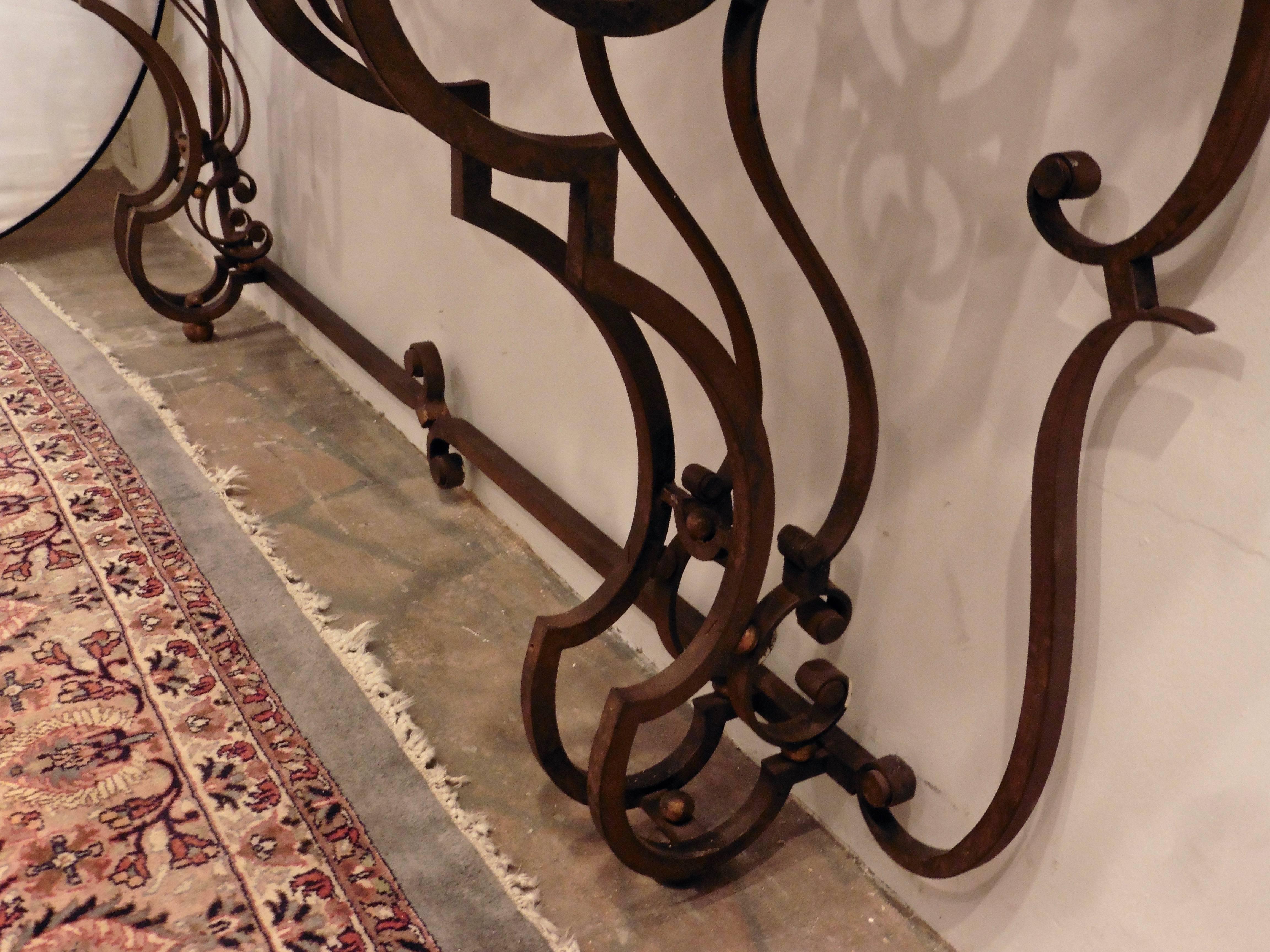 French Wrought Iron and Marble Console Table, circa 1890 2