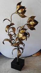 Maison Jansen Style Brass Flower Lamp, circa 1960