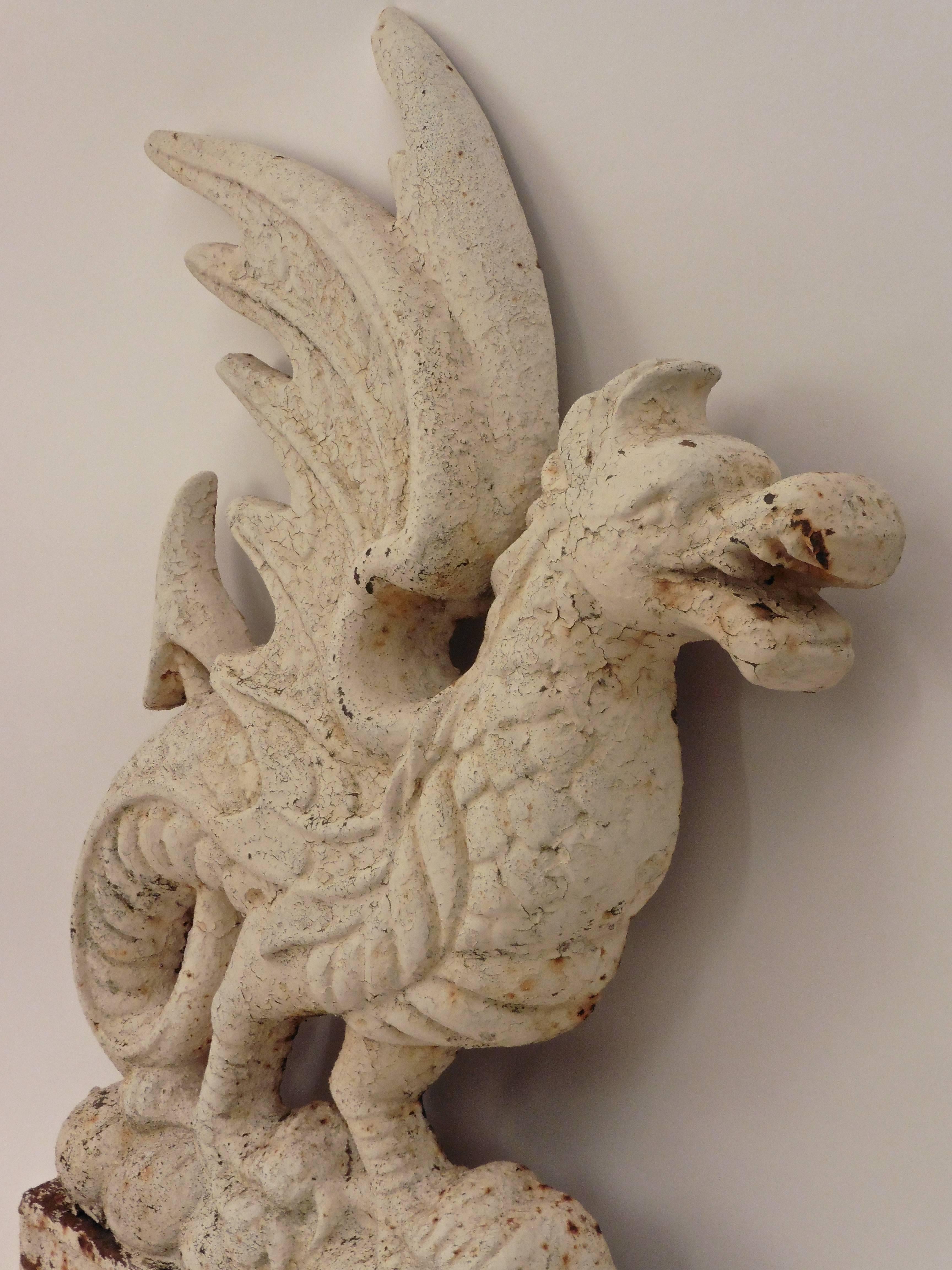 Cast Pair of Iron Bas-Relief Griffins, circa 1900 For Sale