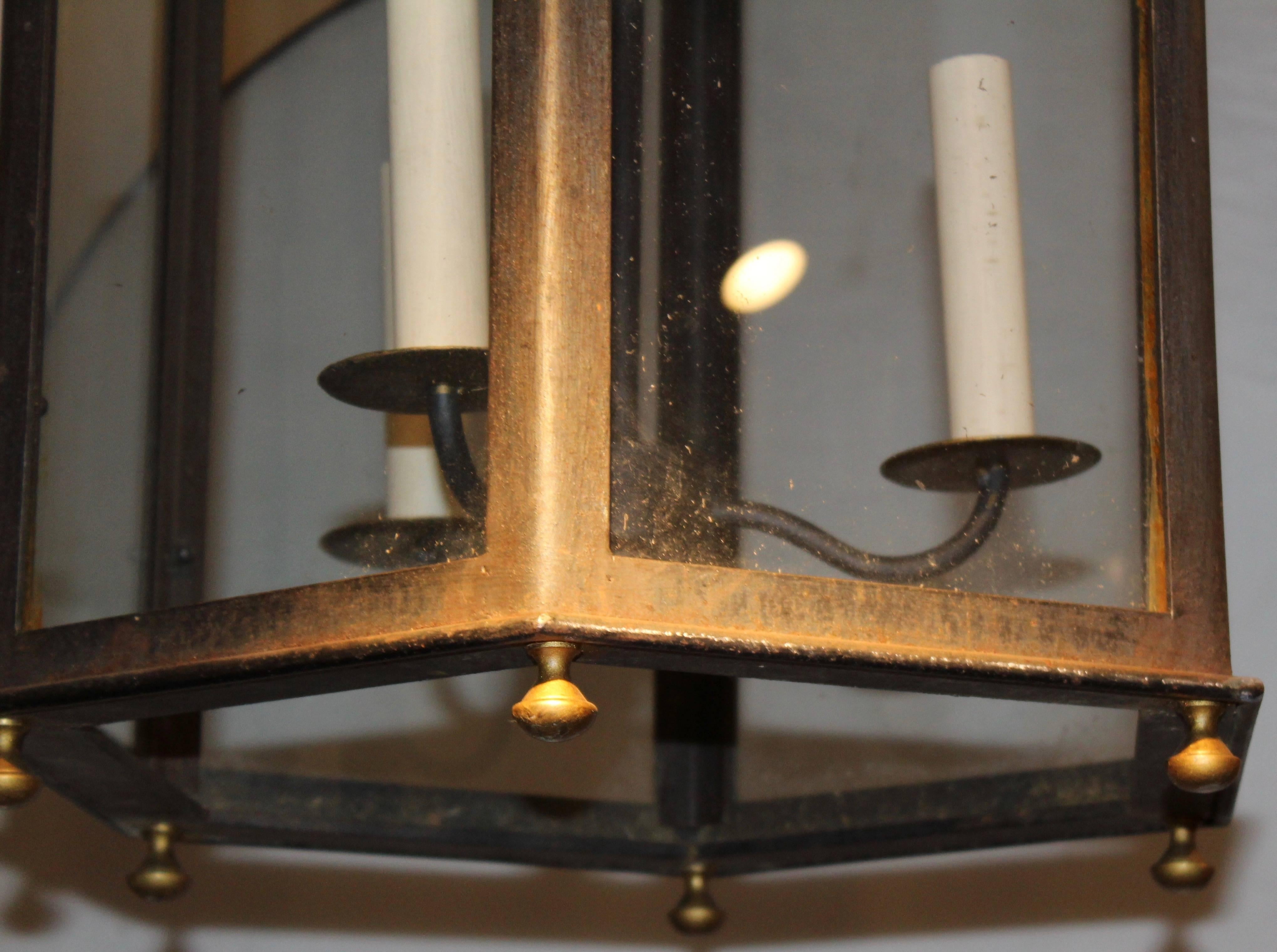 Pair of Wrought Iron Hexagonal Lanterns, France, circa 1930 In Good Condition In London, GB