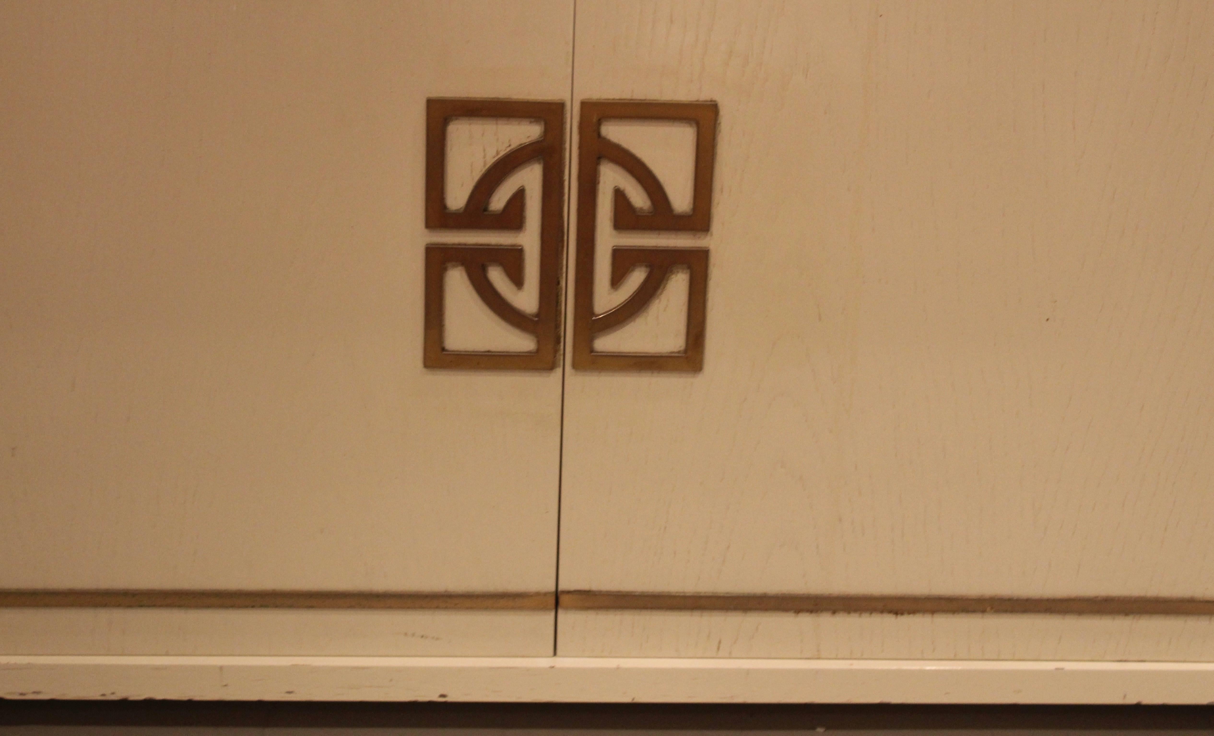 Late 20th Century American Mid-Century Modern Asian Style Sideboard with Bronze Mounts, circa 1980 For Sale