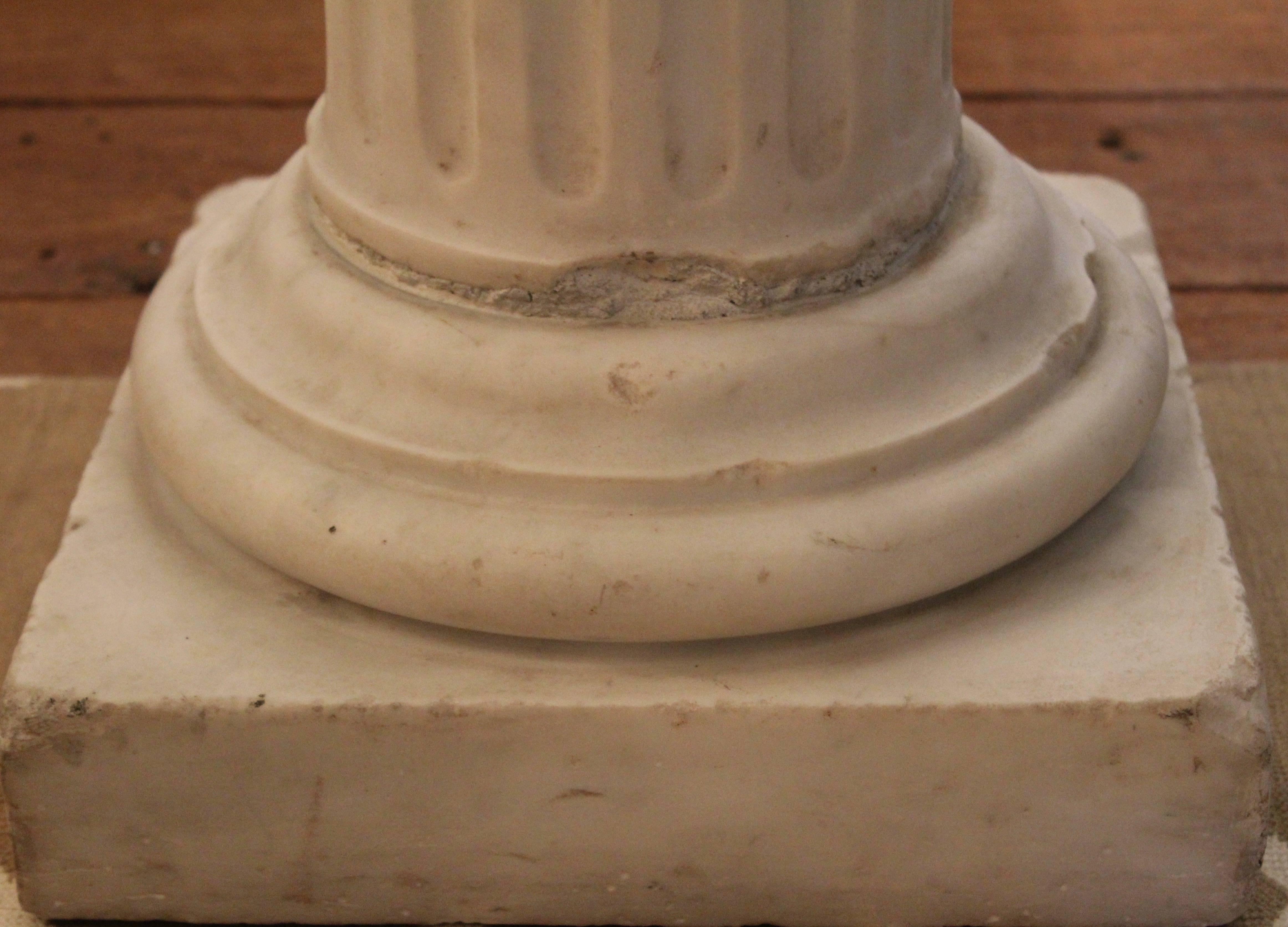 Very fine Grand Tour rectangular Neapolitan Italian Carrara marble font, top 18th century, later 19th century base. The base formed of a simple short plinth beneath fluted column support. The rectangular body of the font, with old repairs, has a