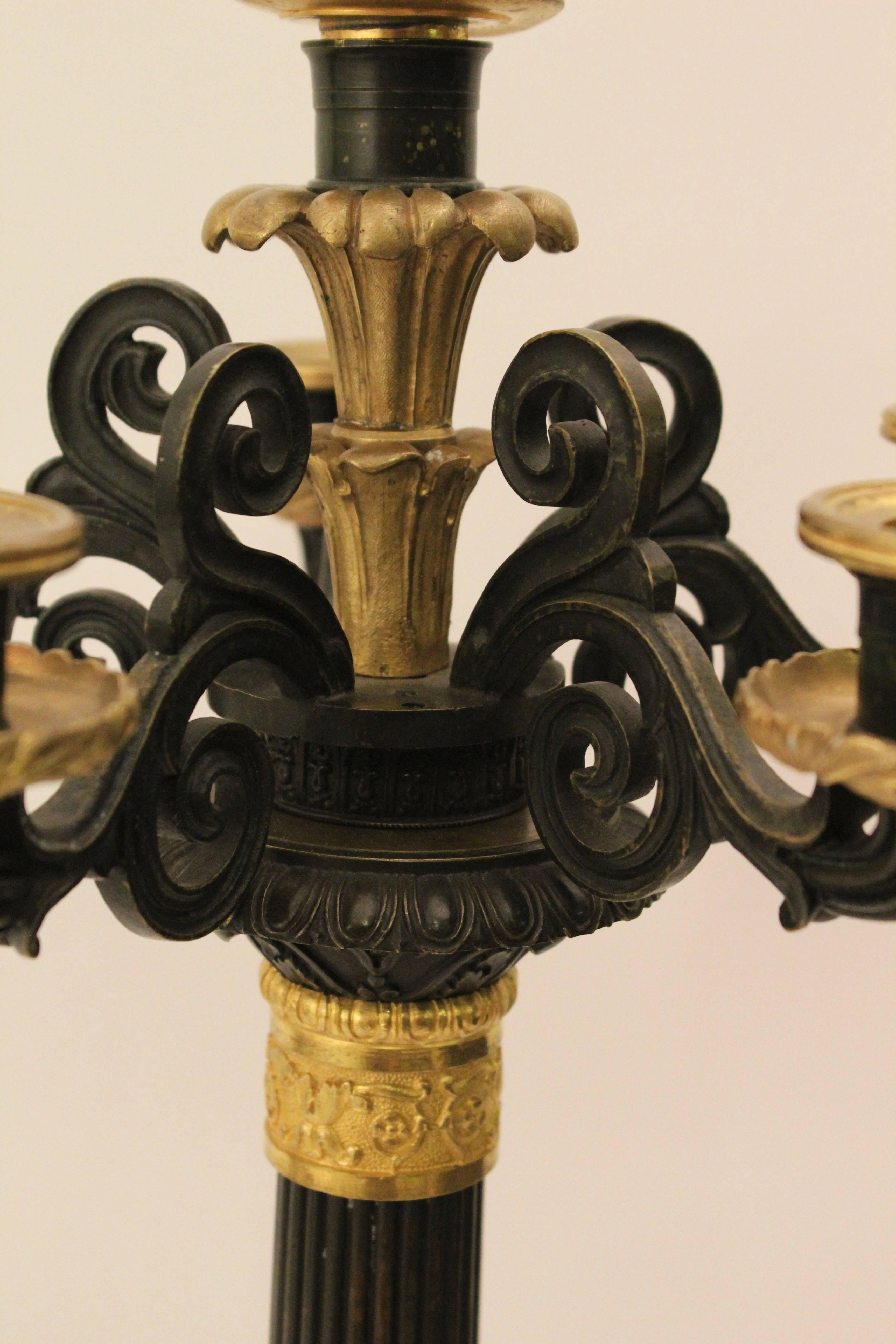 Pair of French Louis Philippe Bronze and Ormolu Candelabra, circa 1860 For Sale 1
