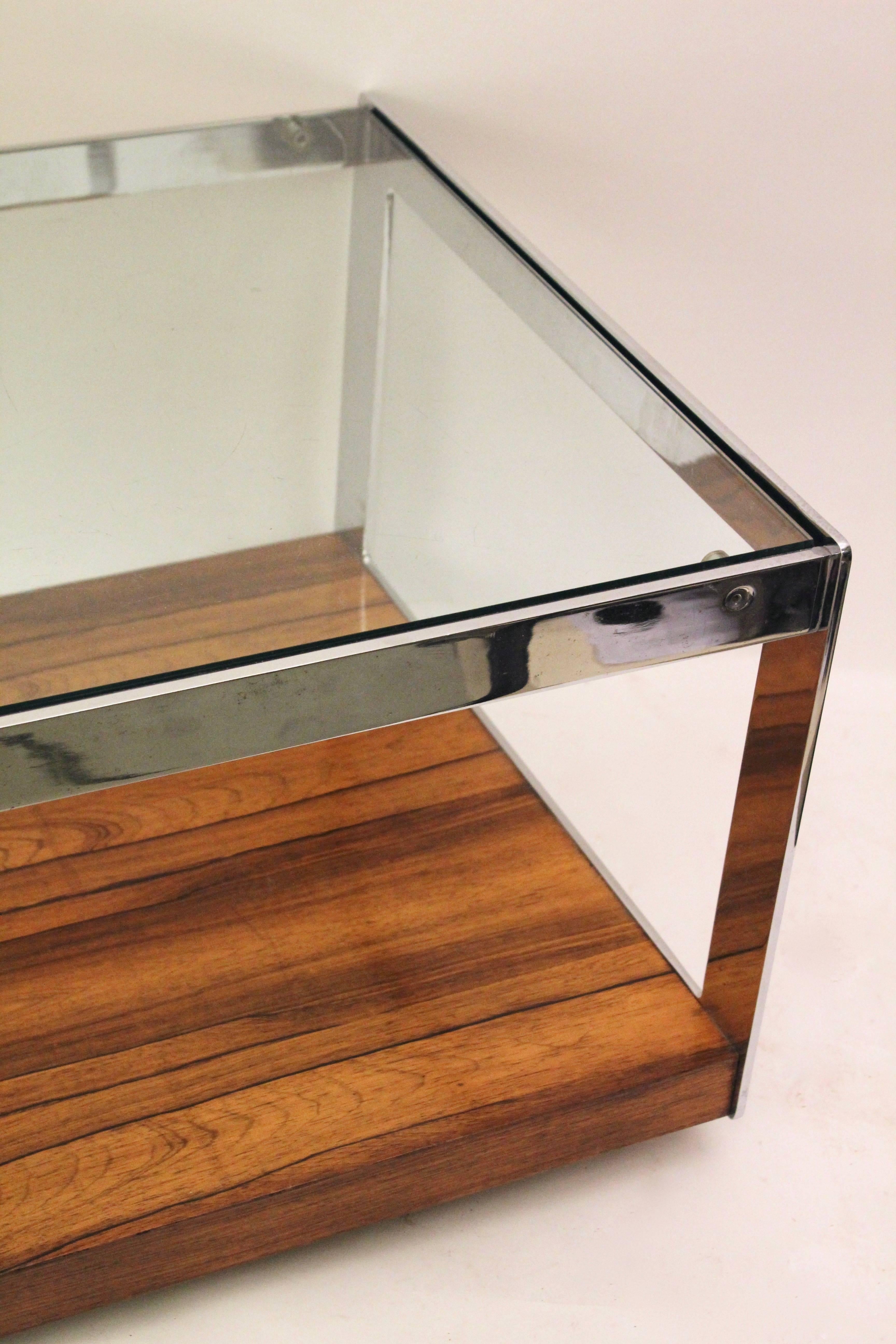 Pair of Merrow Associates Chrome and Rosewood Coffee Tables, English, circa 1970 5