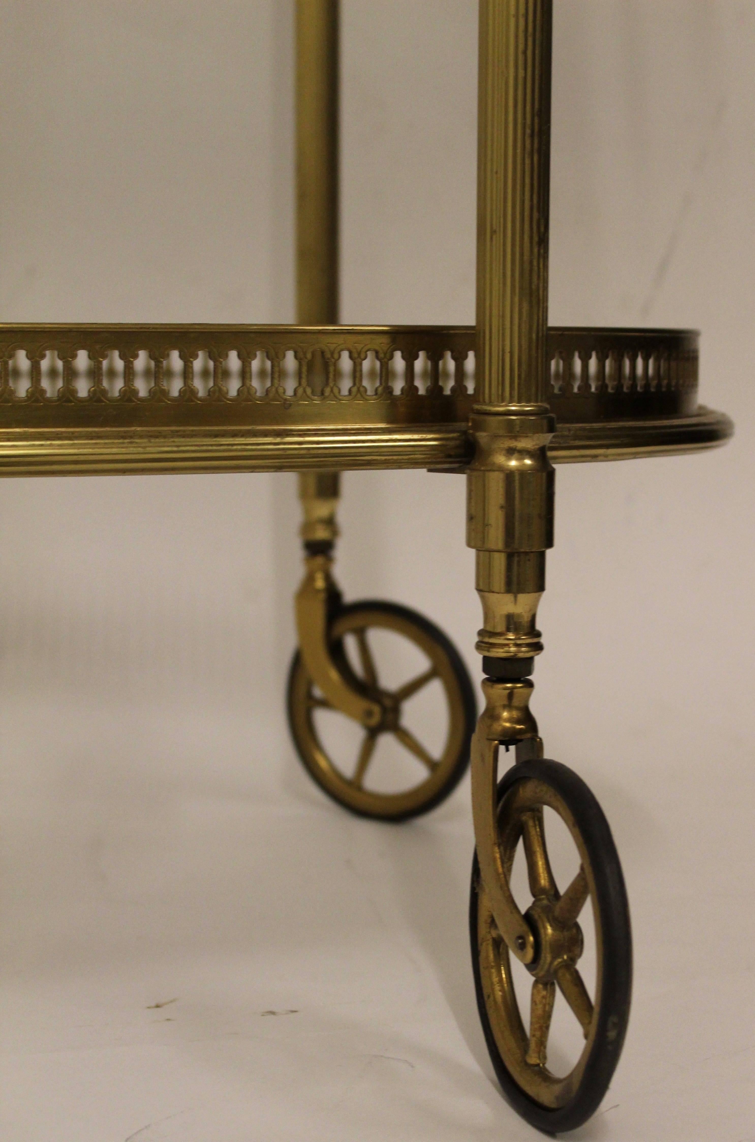 French Brass and Glass Bar Cart, circa 1970 1