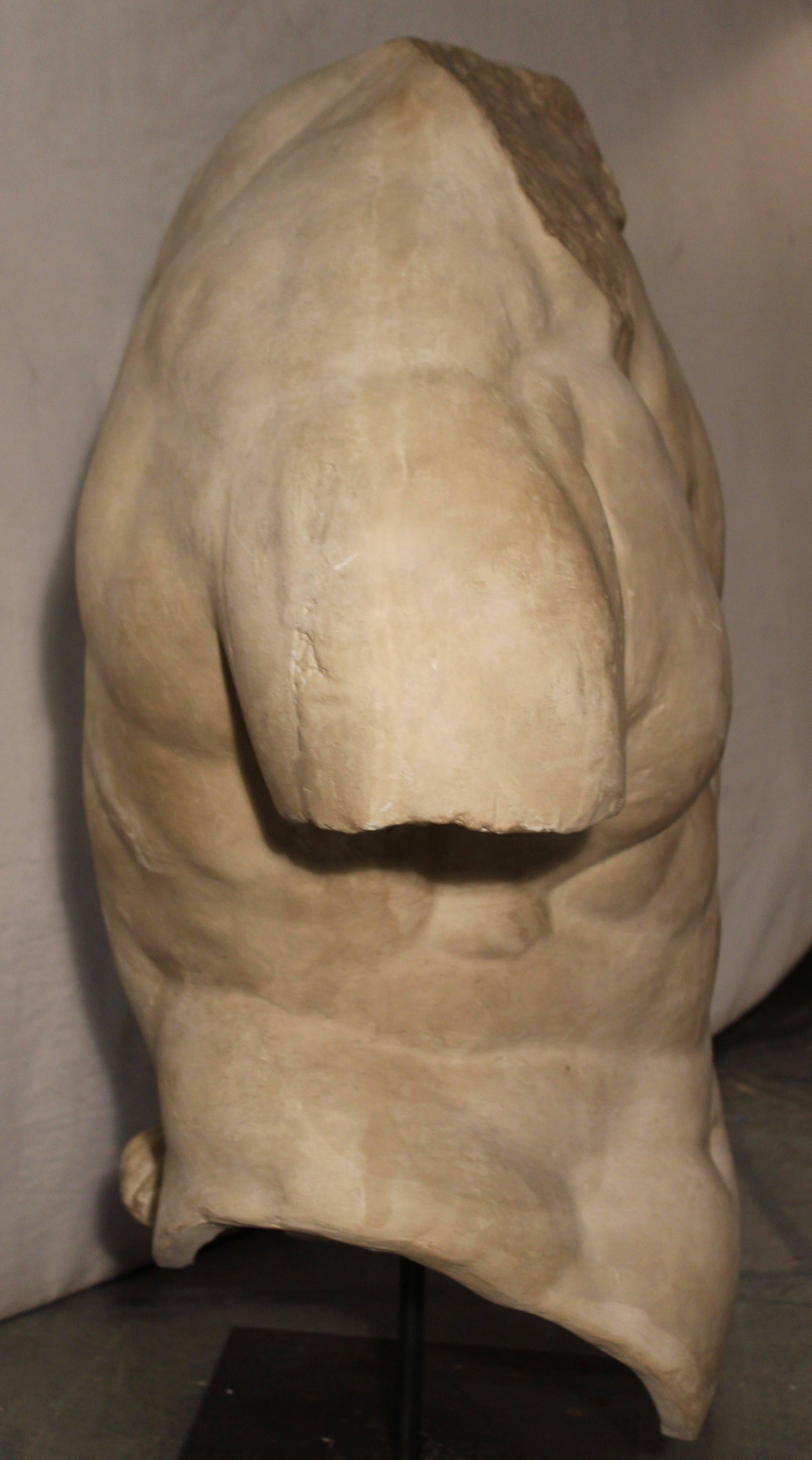 Molded Large 1930s Plaster Replica of the Gaddi Torso on Stand