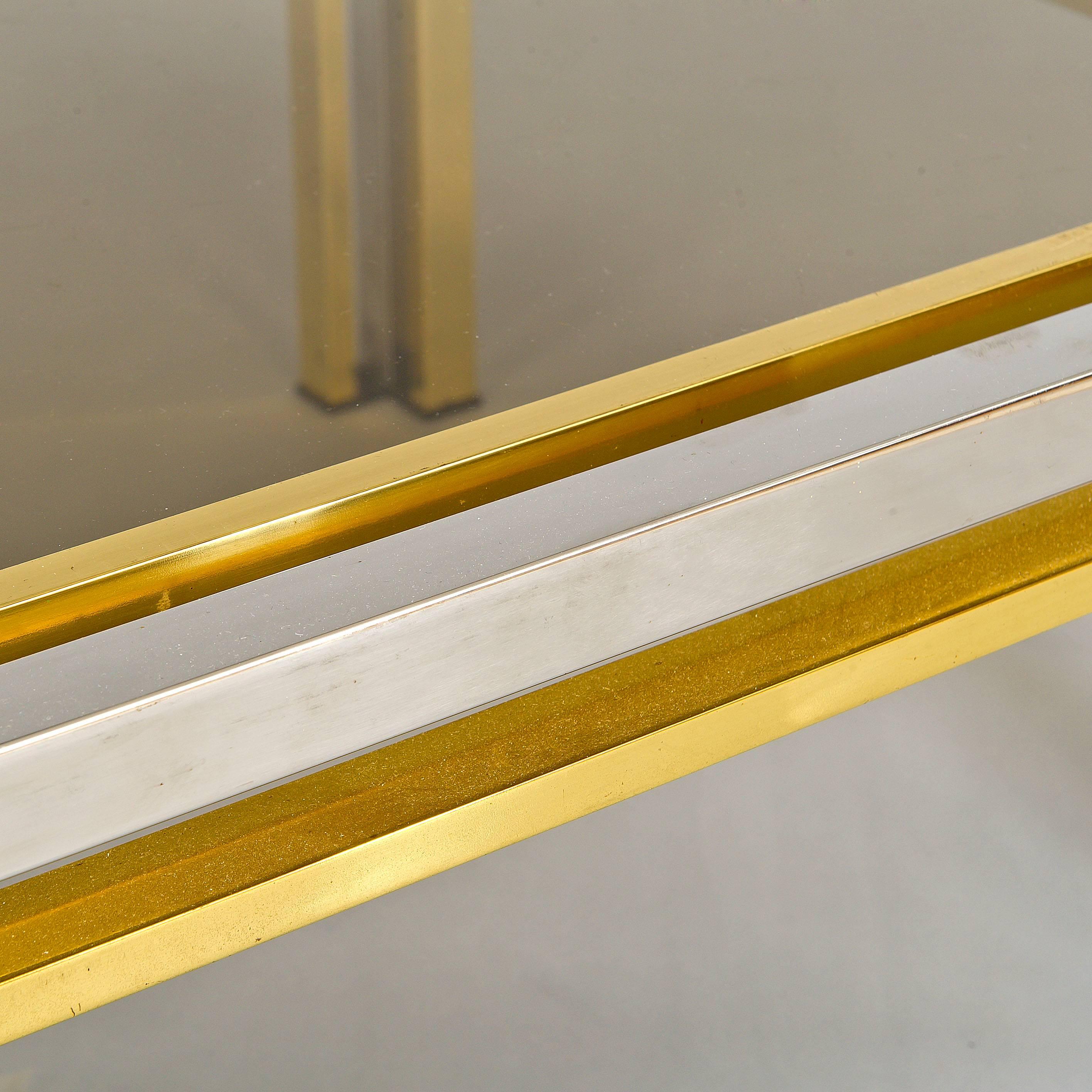 Italian Chrome and Brass Plated Centre Table, Italy, 1970s