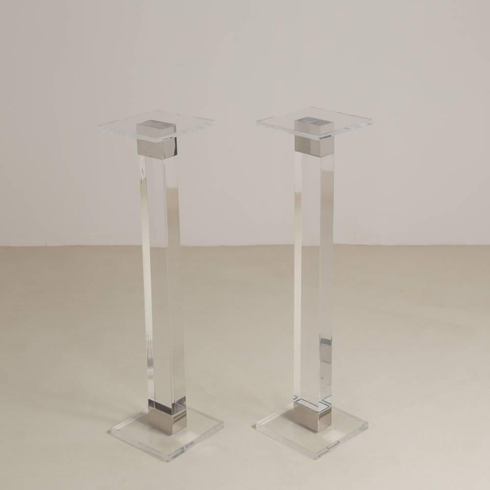 Pair of Lucite and chrome pedestals 1970s.

Prices include 20% VAT which is removed for items shipped outside the EU.
