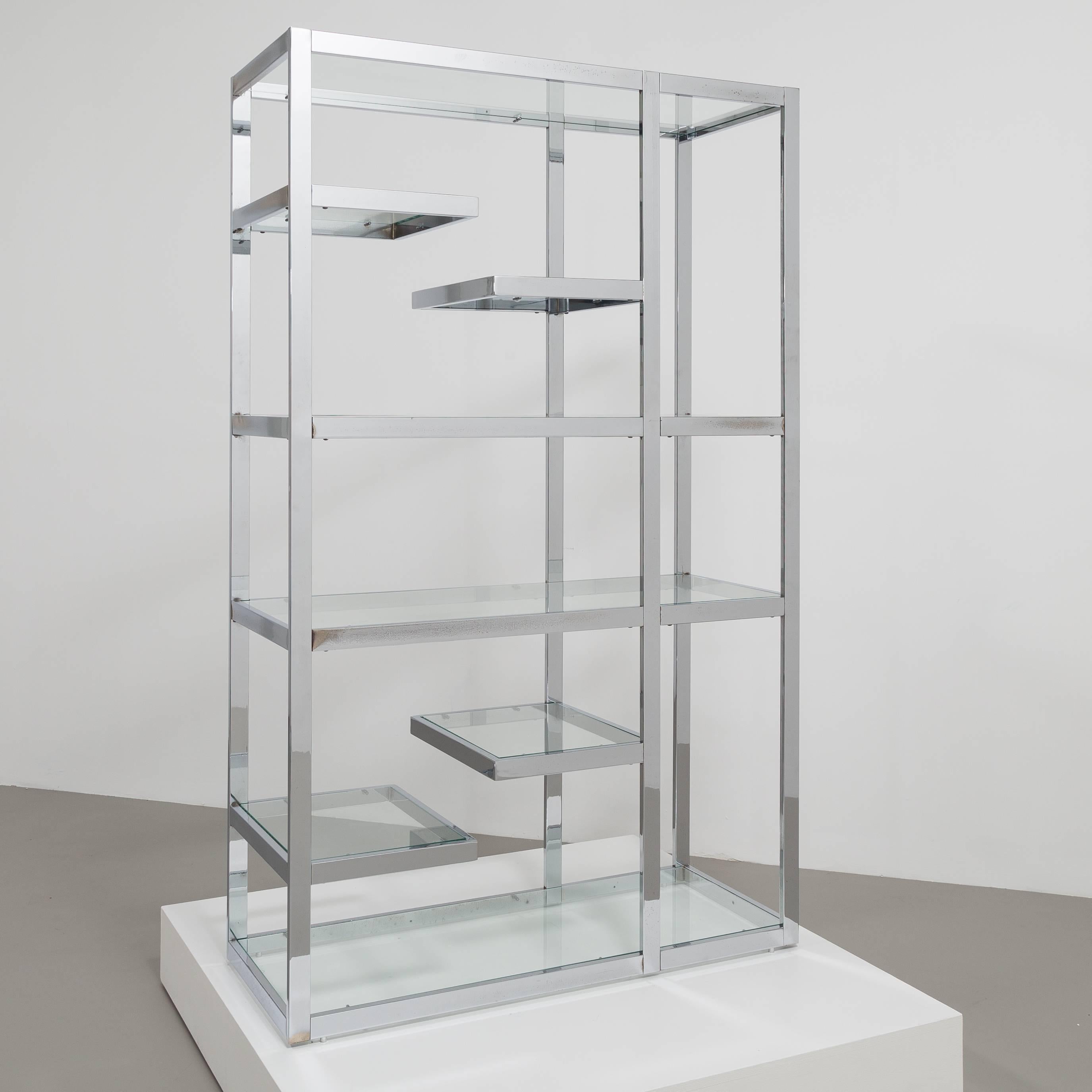 Single Chromium Steel Framed Etagere, USA, 1970s In Excellent Condition For Sale In London, GB