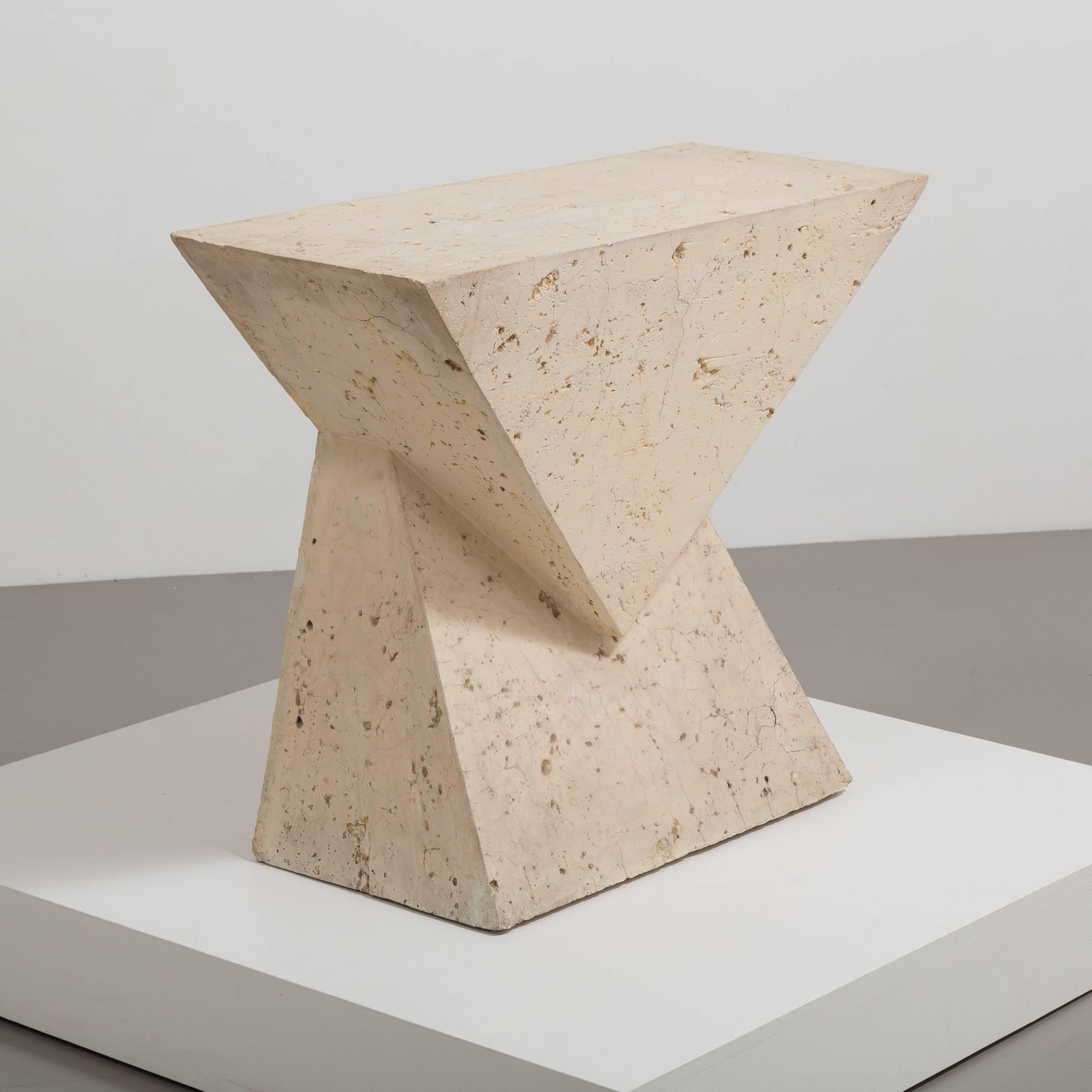Geometric Composition Stone Veneered Console Table, 1970s In Good Condition For Sale In London, GB