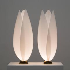 Exceptional Pair of Rougier Designed Acrylic Table Lamps, 1970s