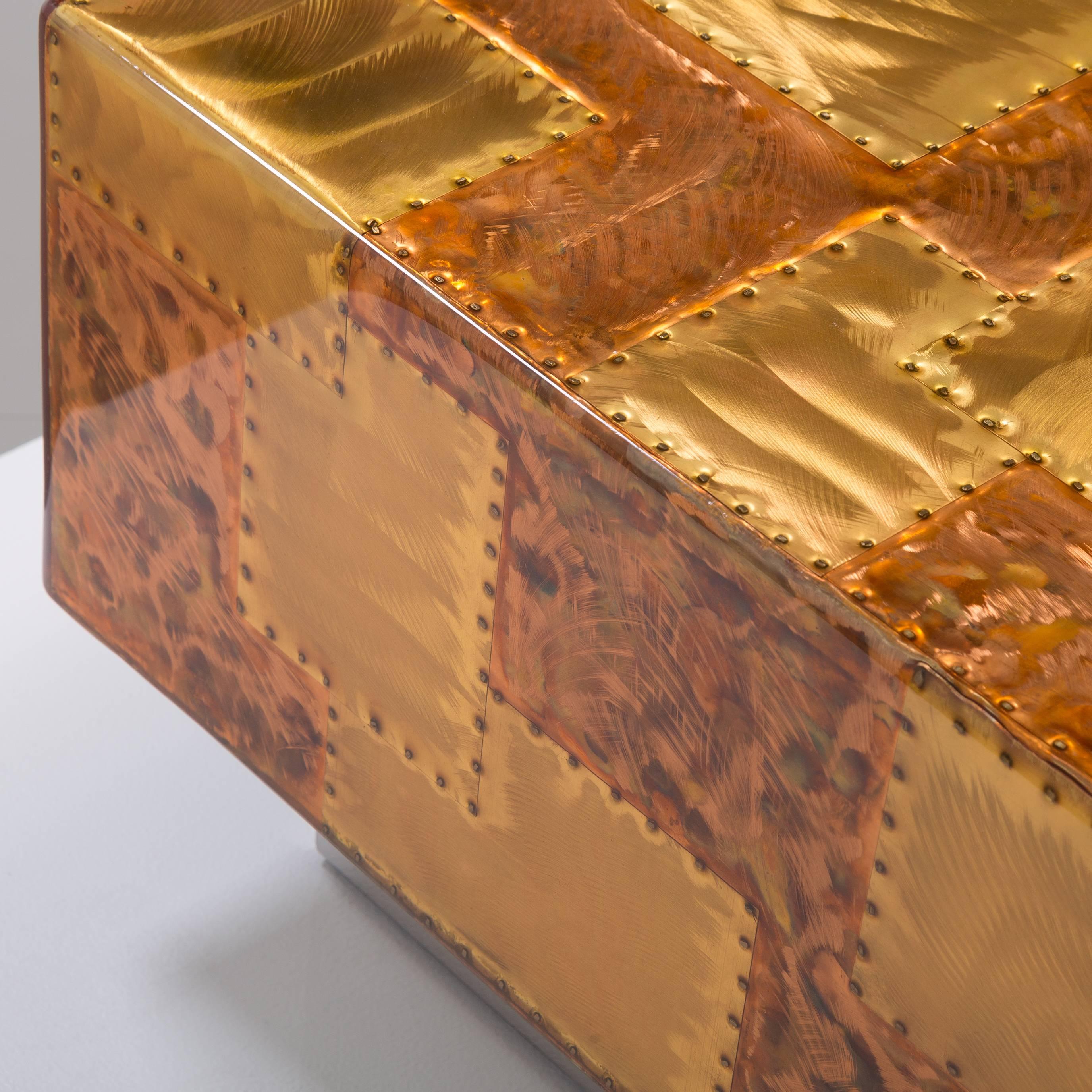 Sensational Illuminated Lacquered Copper Coffee Table, 1970s 3