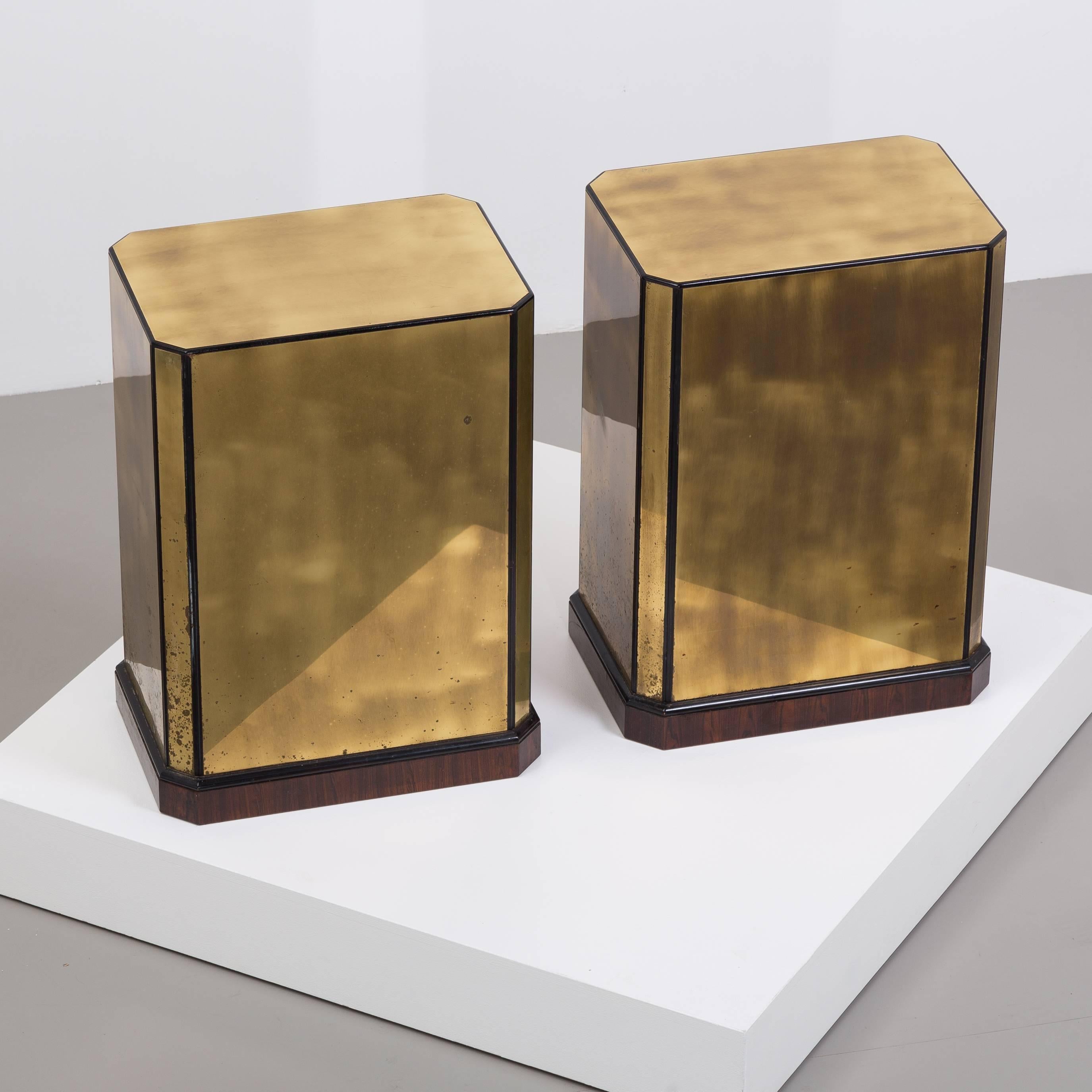 Late 20th Century Pair of Brass Veneered Drexel Designed Table Bases/Pedestals, 1970s