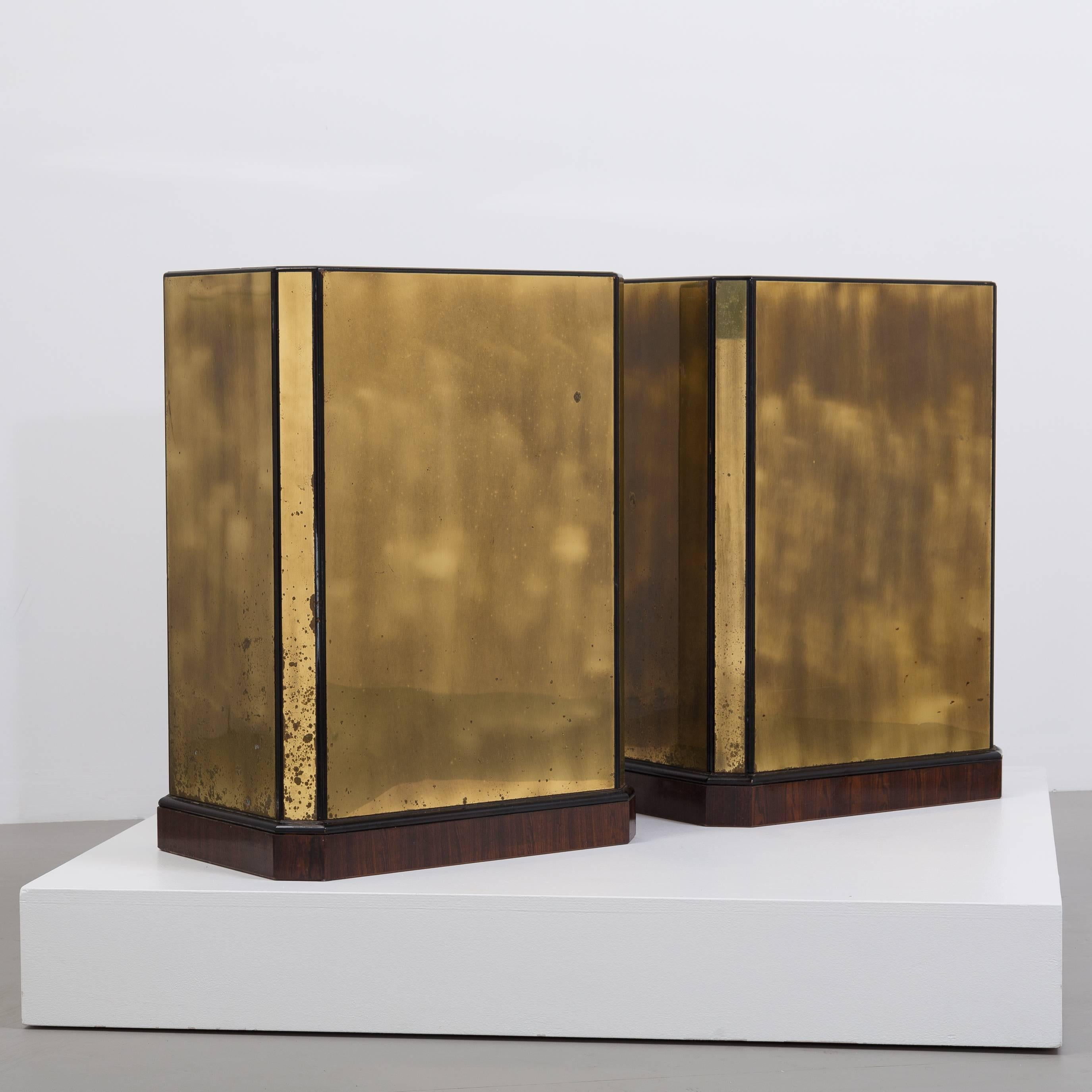 Pair of Brass Veneered Drexel Designed Table Bases/Pedestals, 1970s 2