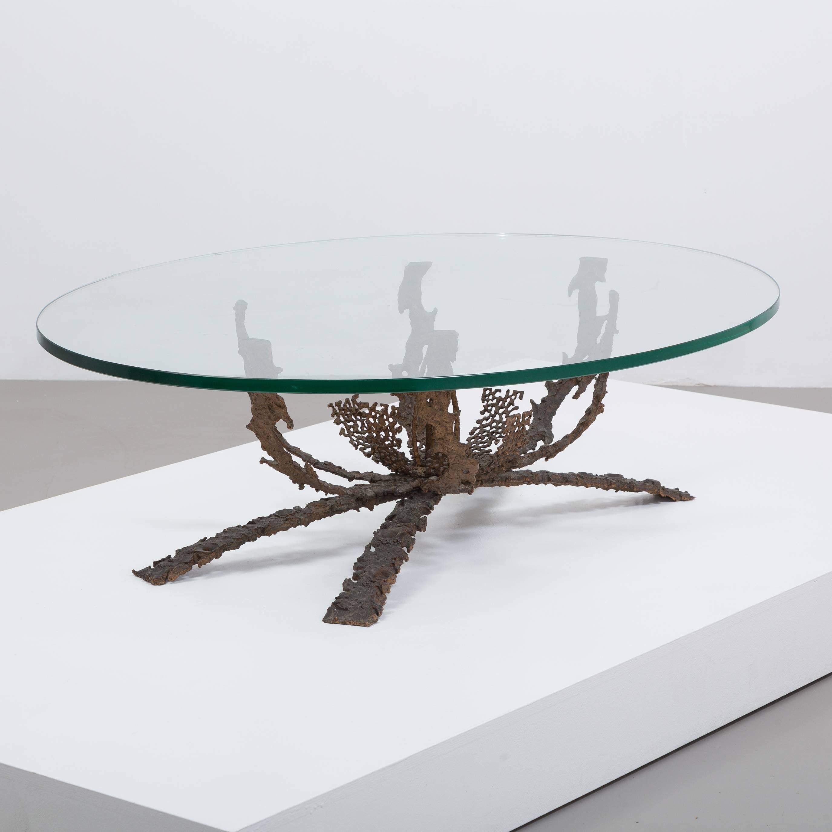 Daniel Gluck Designed Brutalist Bronze Coffee Table Base, 1960s In Excellent Condition For Sale In London, GB
