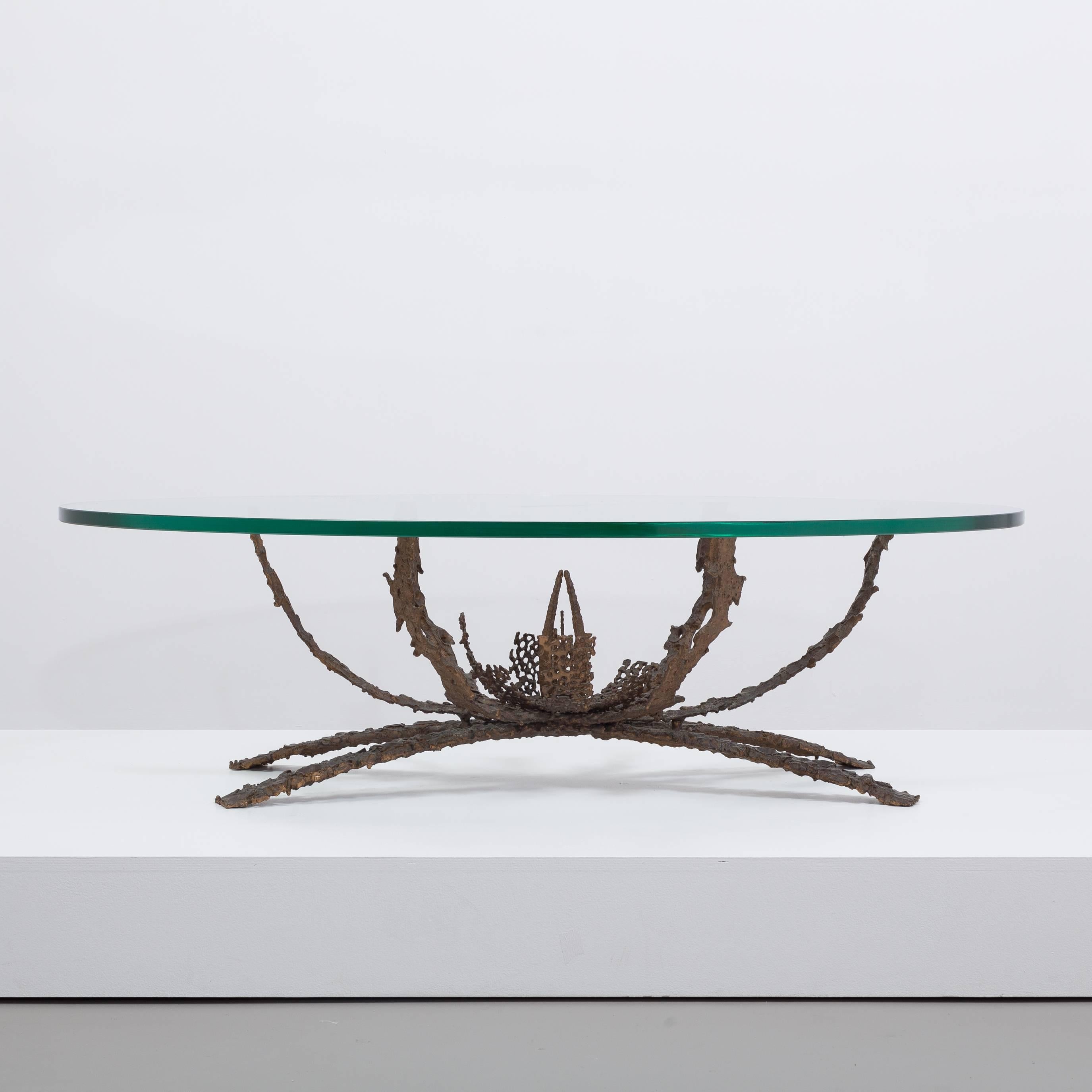 A Daniel Gluck designed Brutalist bronze coffee table, 1960s
Base measurements provided
