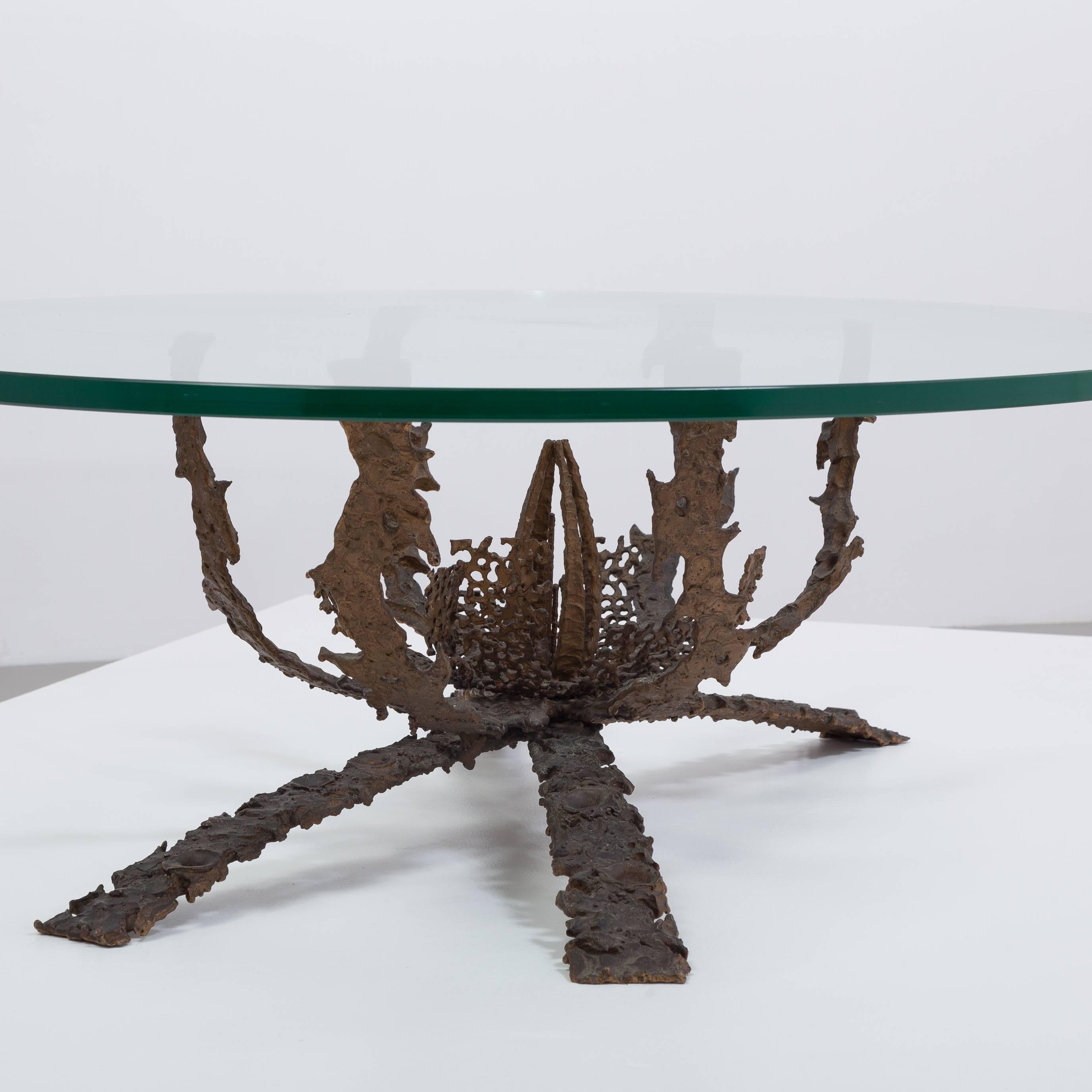 Daniel Gluck Designed Brutalist Bronze Coffee Table Base, 1960s For Sale 1
