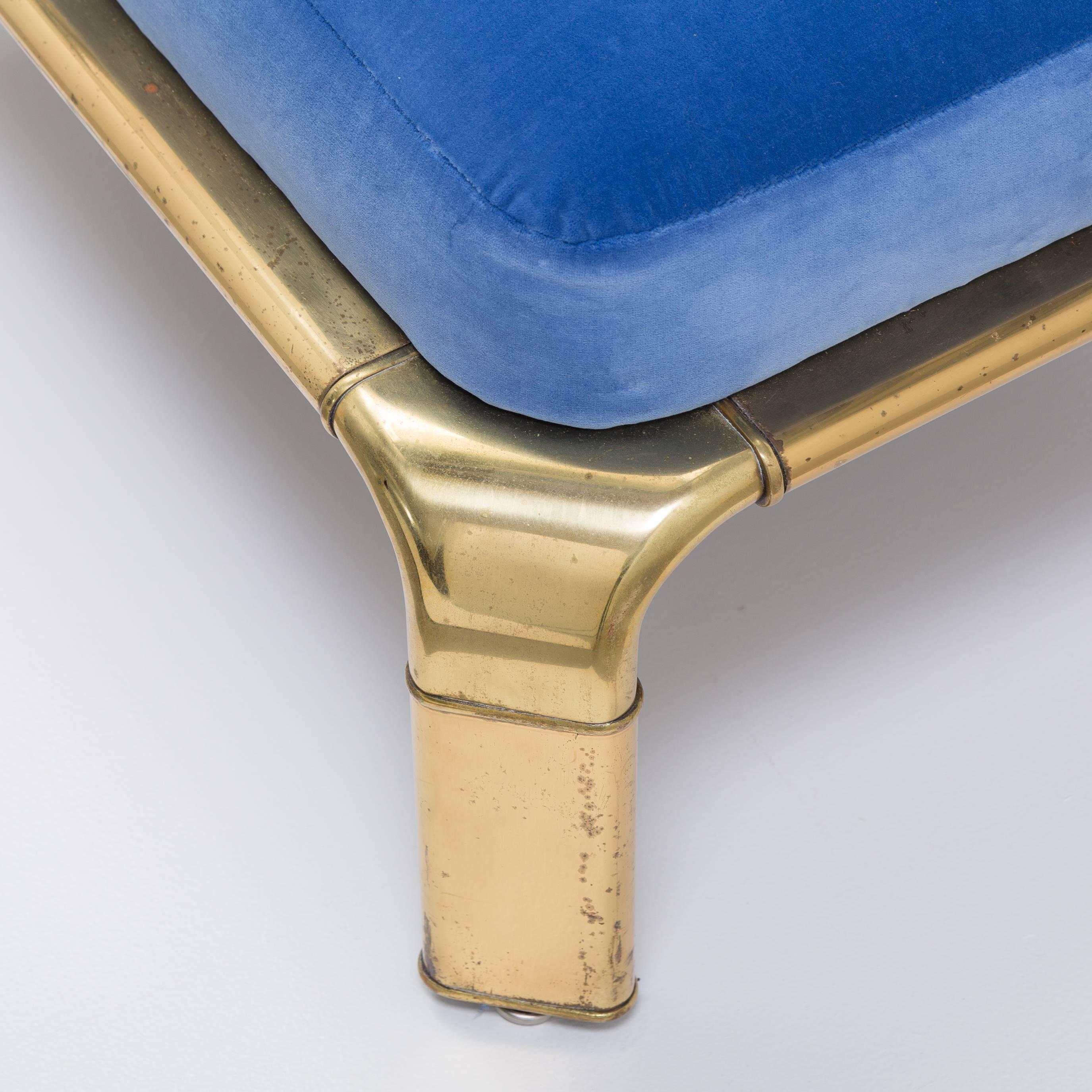 Rare Widdicomb Brass Framed Armchair and Footstool, 1970s 4